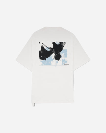 OAMC Peacemaker Regular Tee  Birds Print White T-Shirts Top PCM3OT01BJE001001 WHITE