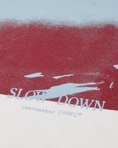 OAMC Peacemaker Regular Tee  Slow Down Print White T-Shirts Top PCM3OT01CJE001001 WHITE