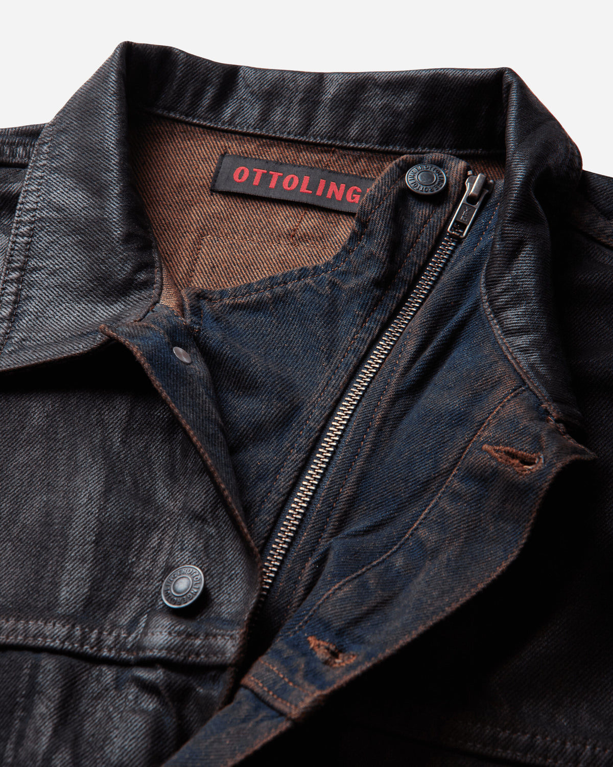 Ottolinger Wmns Glazed Flex Denim Jacket Brown Overdye Coats and Jackets Denim Jackets 117-704417-01 BRW