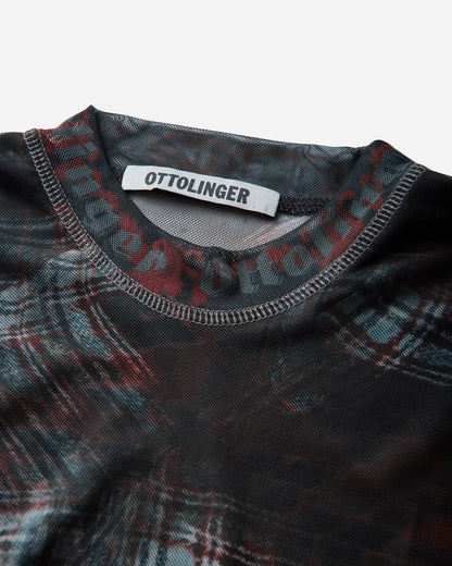Ottolinger Wmns Signature Mesh Longsleeve Warped Tartan T-Shirts Longsleeve 101-110701-04 REDBRW