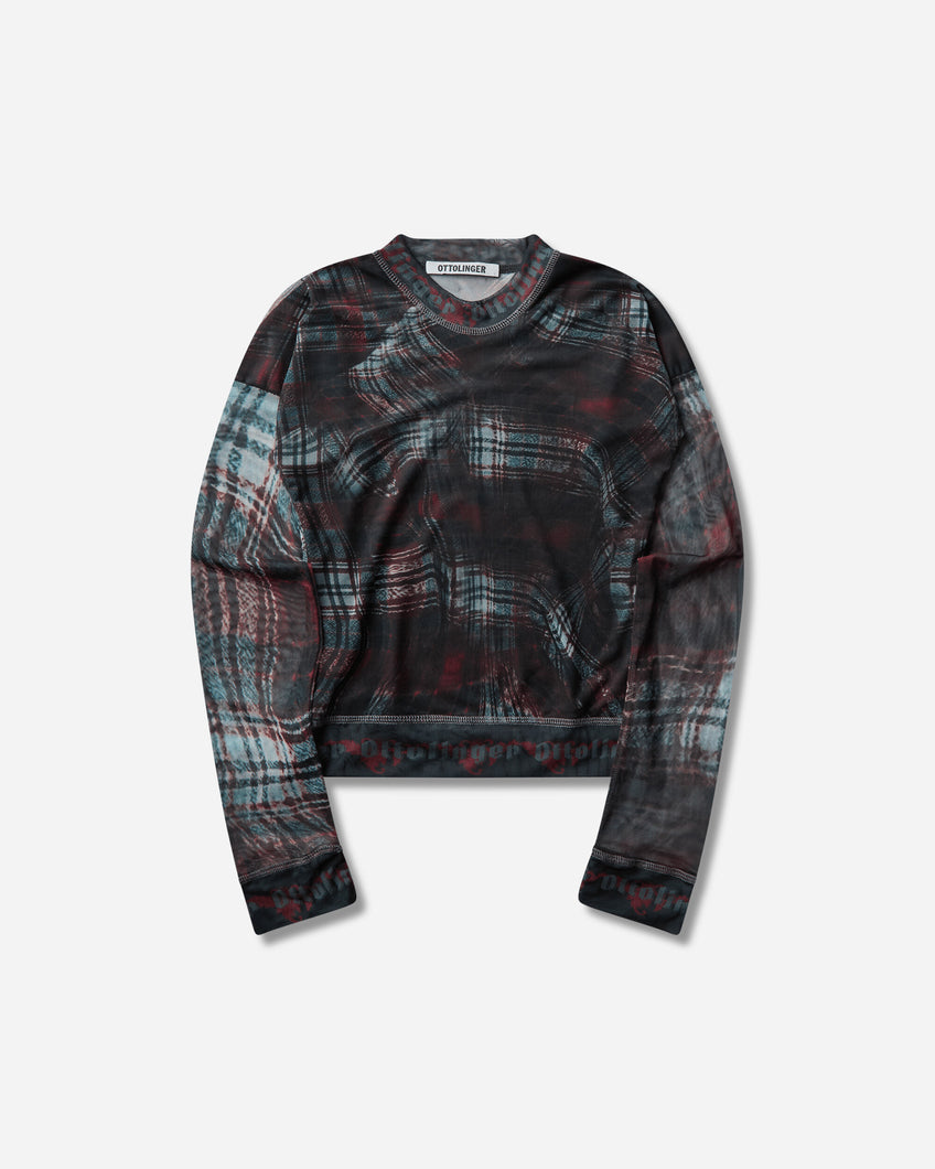 Ottolinger Wmns Signature Mesh Longsleeve Warped Tartan T-Shirts Longsleeve 101-110701-04 REDBRW