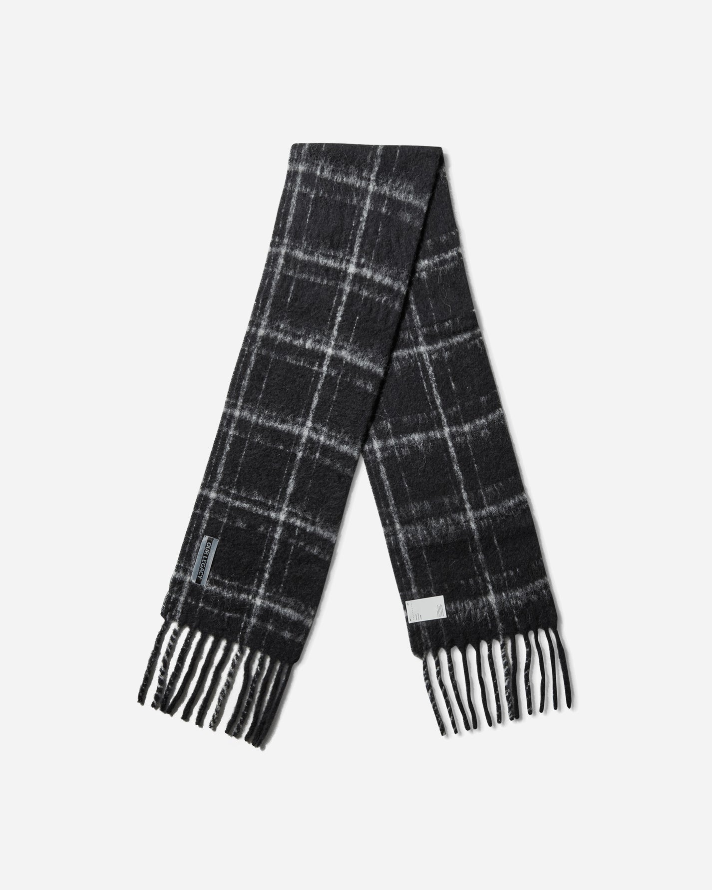 Our Legacy Estate Scarf Black Fuzzy Alpaca Check Gloves and Scarves Scarves and Warmneck A4248EBF 001