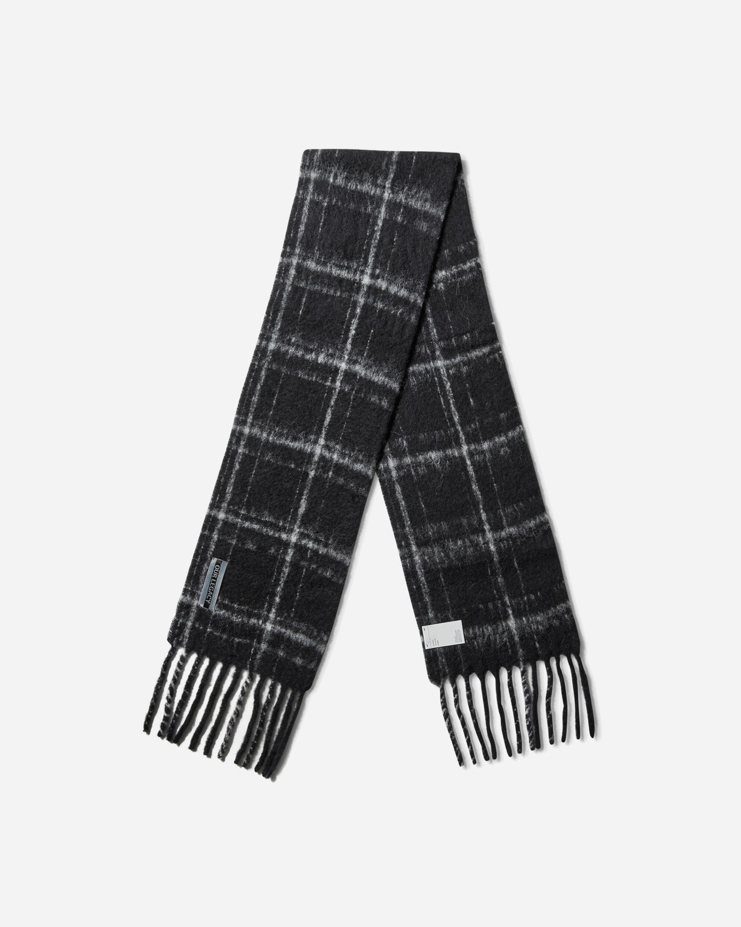 Our Legacy Estate Scarf Black Fuzzy Alpaca Check Gloves and Scarves Scarves and Warmneck A4248EBF 001