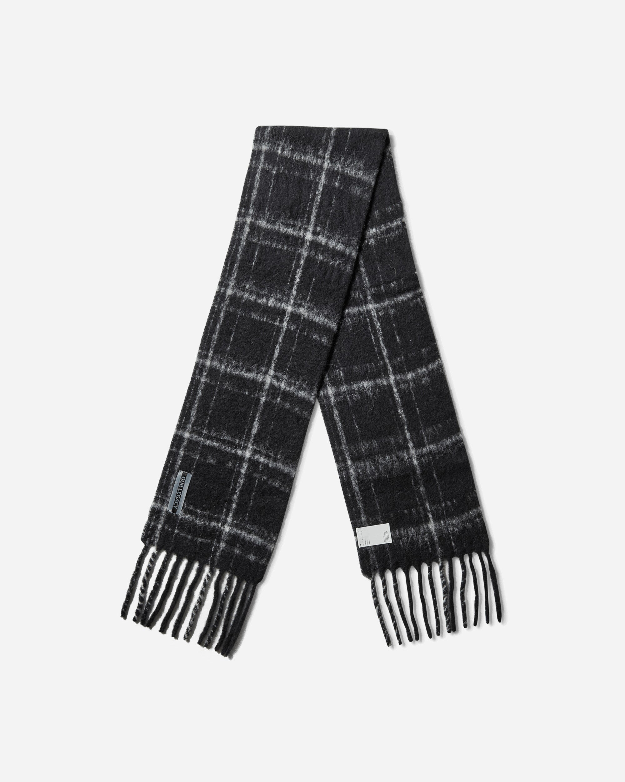Our Legacy Estate Scarf Black Fuzzy Alpaca Check Gloves and Scarves Scarves and Warmneck A4248EBF 001