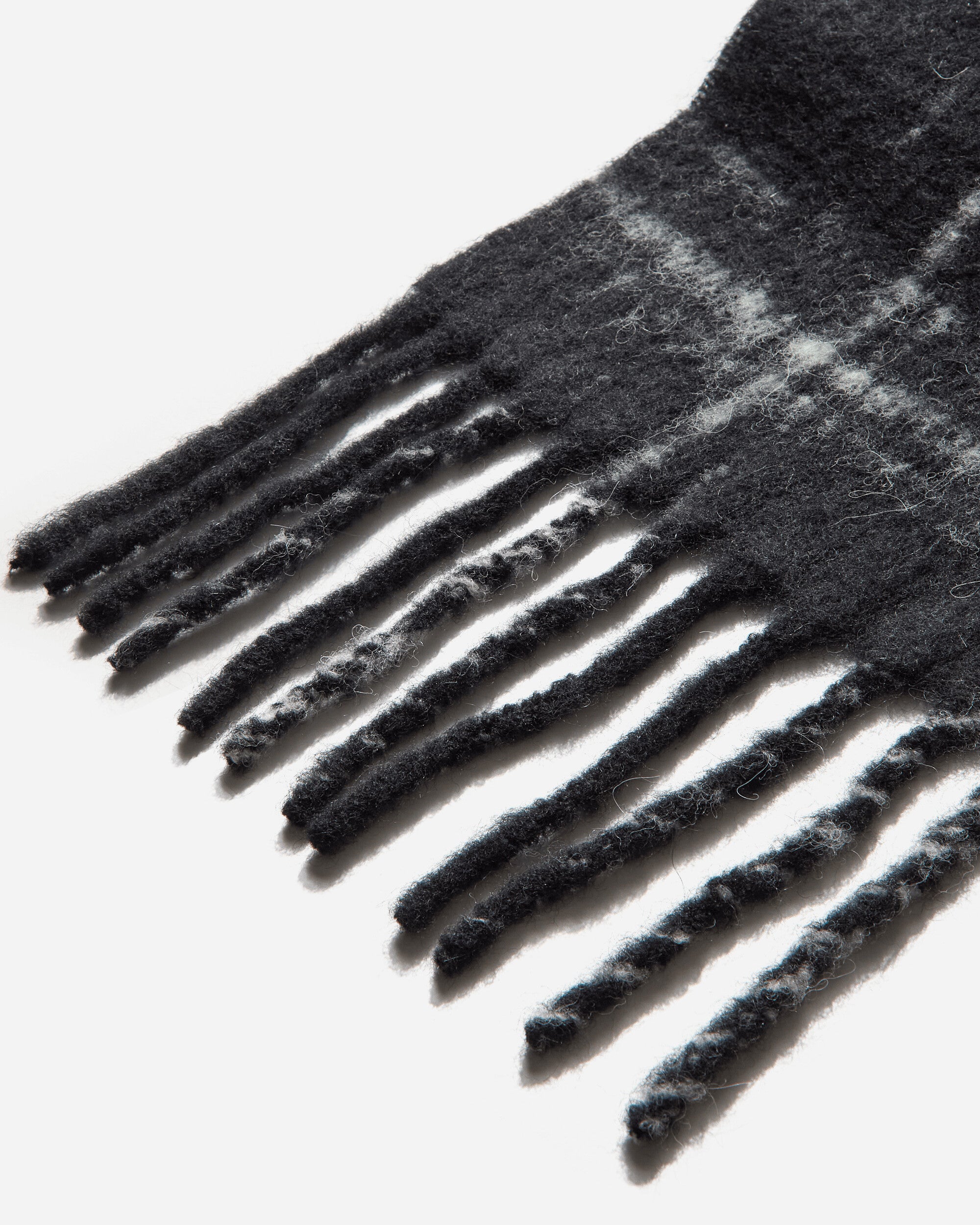 Our Legacy Estate Scarf Black Fuzzy Alpaca Check Gloves and Scarves Scarves and Warmneck A4248EBF 001