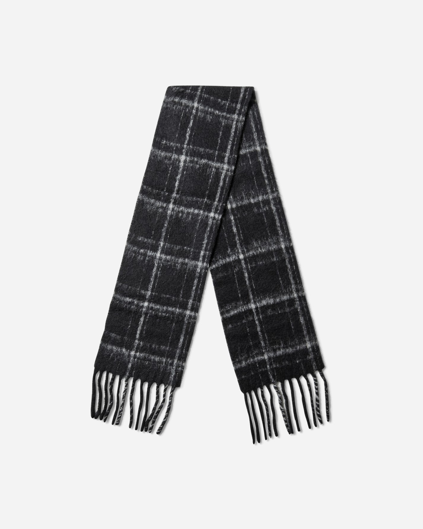 Our Legacy Estate Scarf Black Fuzzy Alpaca Check Gloves and Scarves Scarves and Warmneck A4248EBF 001