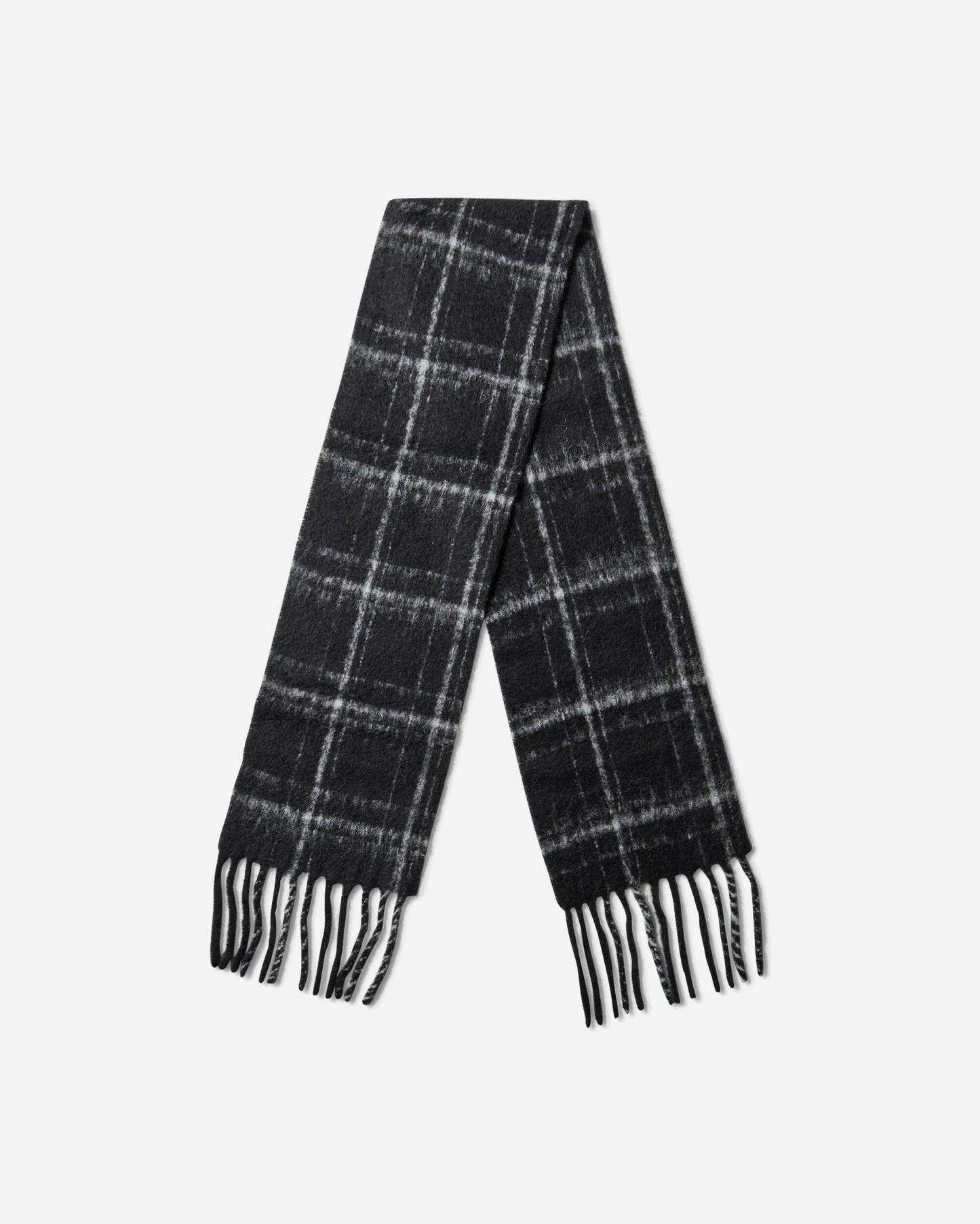 Our Legacy Estate Scarf Black Fuzzy Alpaca Check Gloves and Scarves Scarves and Warmneck A4248EBF 001