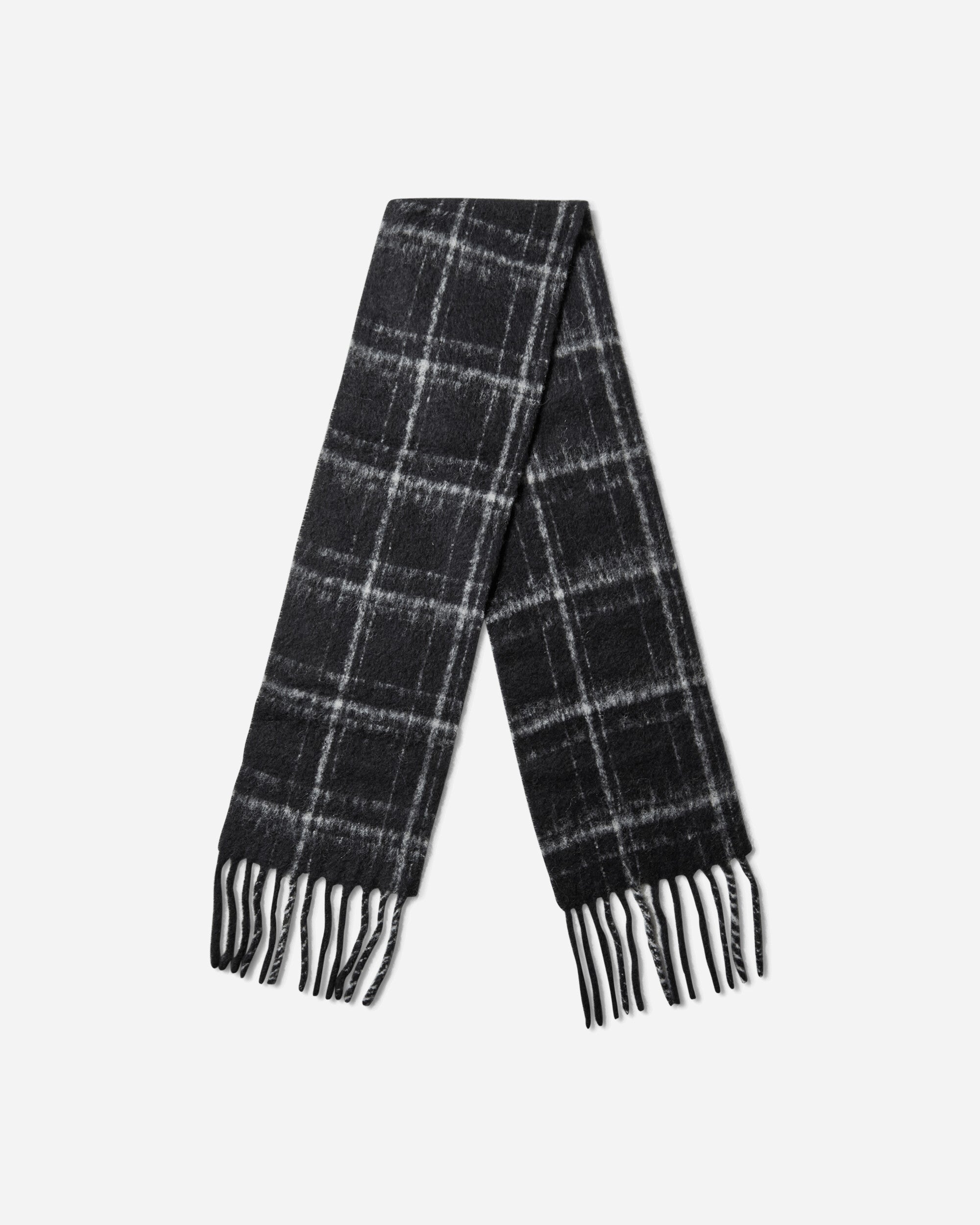 Our Legacy Estate Scarf Black Fuzzy Alpaca Check Gloves and Scarves Scarves and Warmneck A4248EBF 001