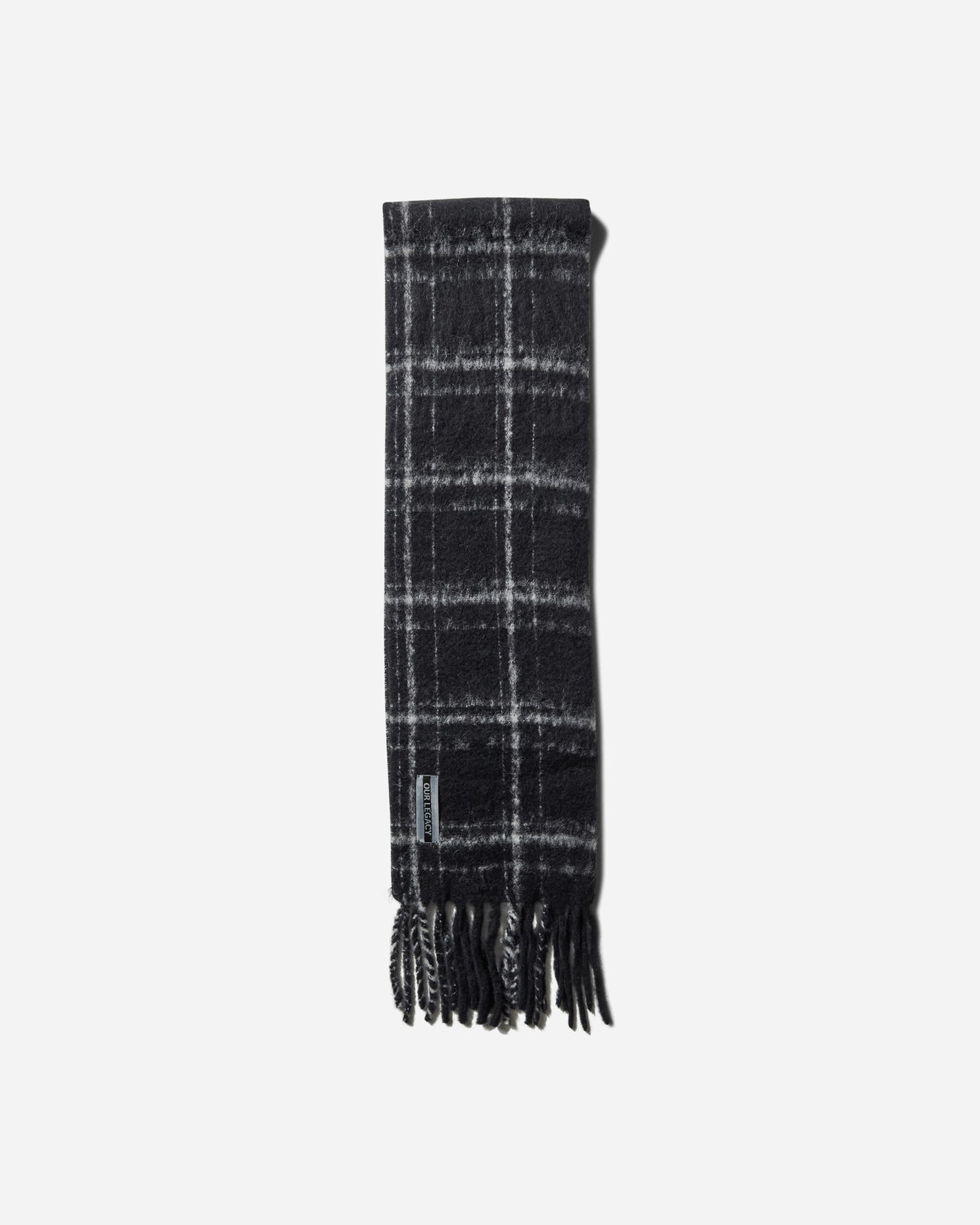 Our Legacy Estate Scarf Black Fuzzy Alpaca Check Gloves and Scarves Scarves and Warmneck A4248EBF 001