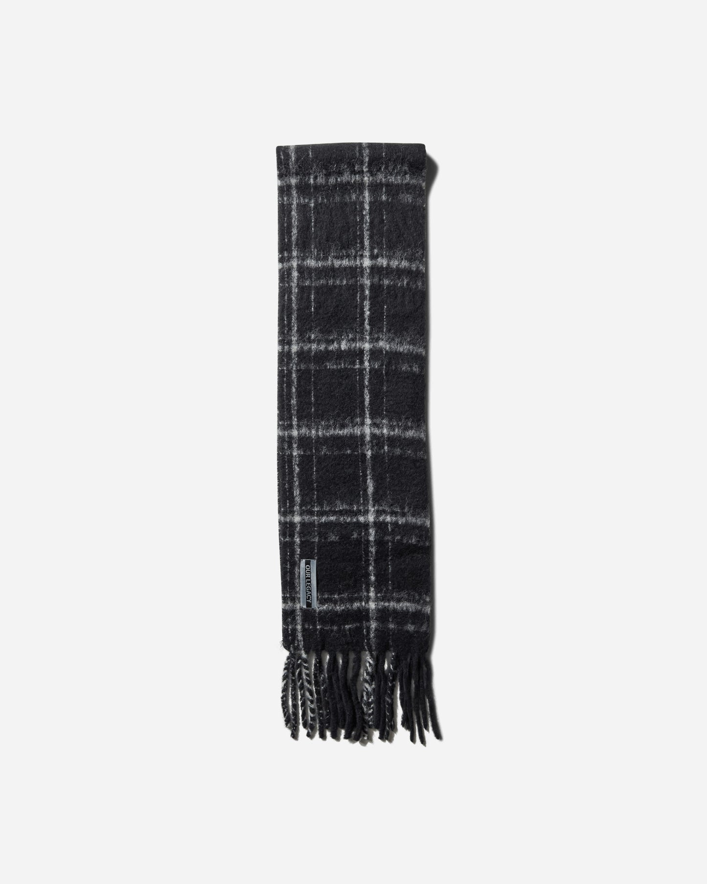 Our Legacy Estate Scarf Black Fuzzy Alpaca Check Gloves and Scarves Scarves and Warmneck A4248EBF 001