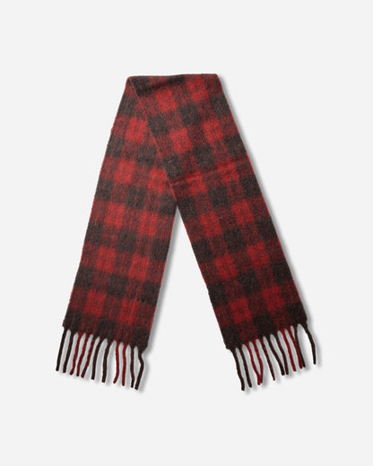 Our Legacy Estate Scarf Burnt Red Plaid Fuzzy Alpaca Gloves and Scarves Scarves and Warmneck A4268EBR 001