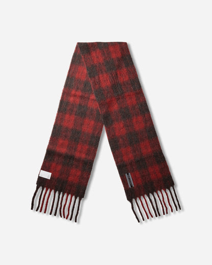 Our Legacy Estate Scarf Burnt Red Plaid Fuzzy Alpaca Gloves and Scarves Scarves and Warmneck A4268EBR 001