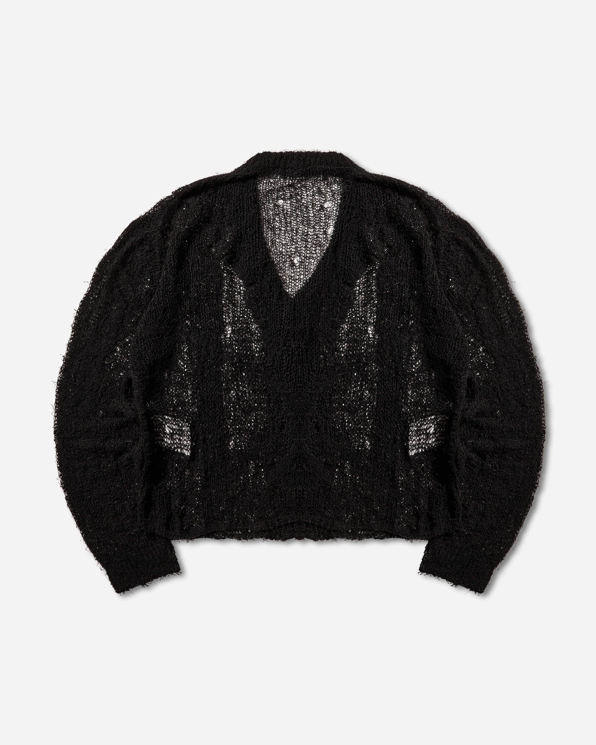 Our Legacy Academy Cardigan Black Ragged Open Linen Knitwears Cardigans M2263AB 001
