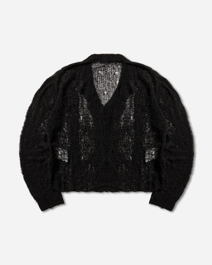 Our Legacy Academy Cardigan Black Ragged Open Linen Knitwears Cardigans M2263AB 001