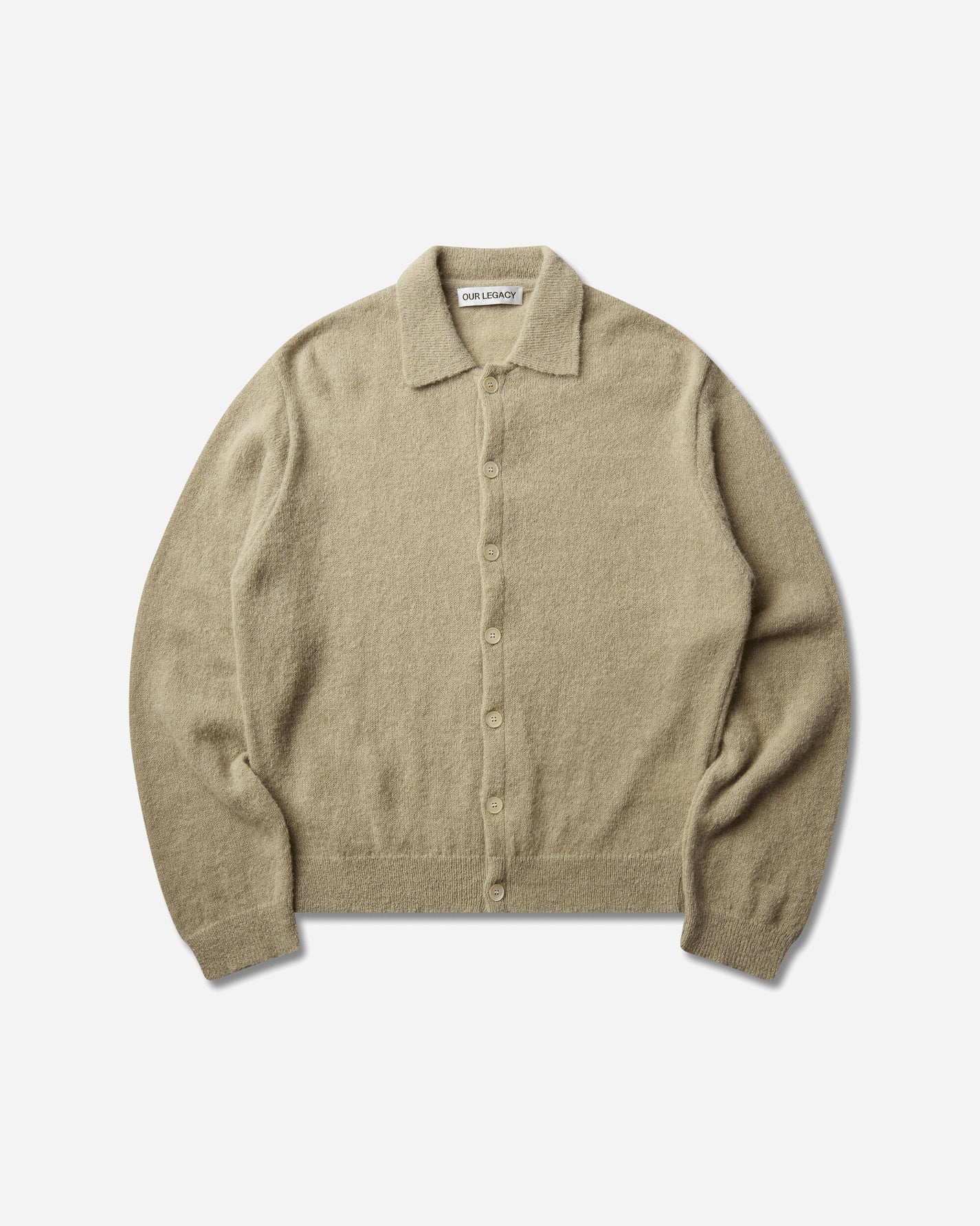 Our Legacy Evening Polo Soft Sage Fuzzy Alpaca Knitwears Cardigans M4263ES 001