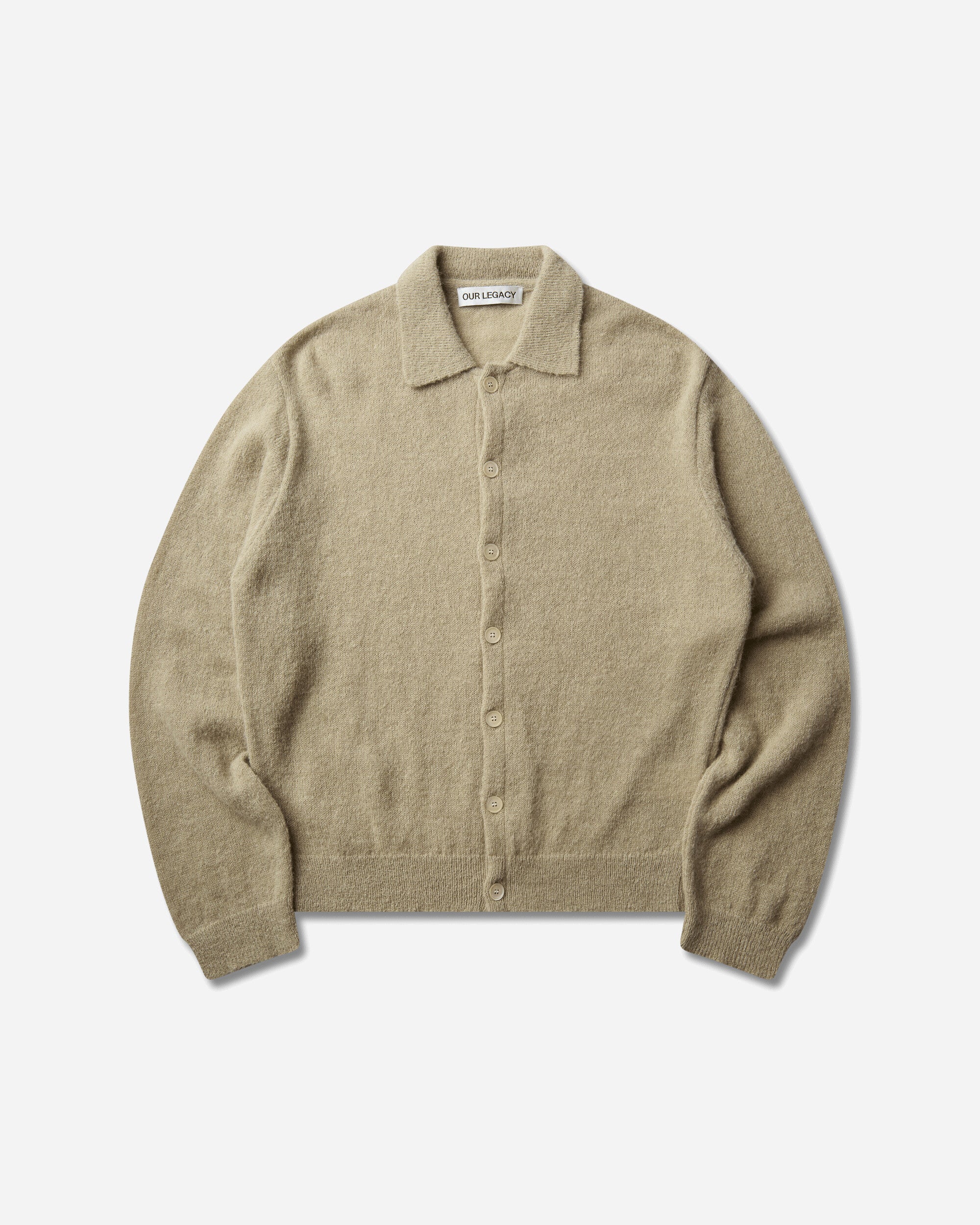 Our Legacy Evening Polo Soft Sage Fuzzy Alpaca Knitwears Cardigans M4263ES 001