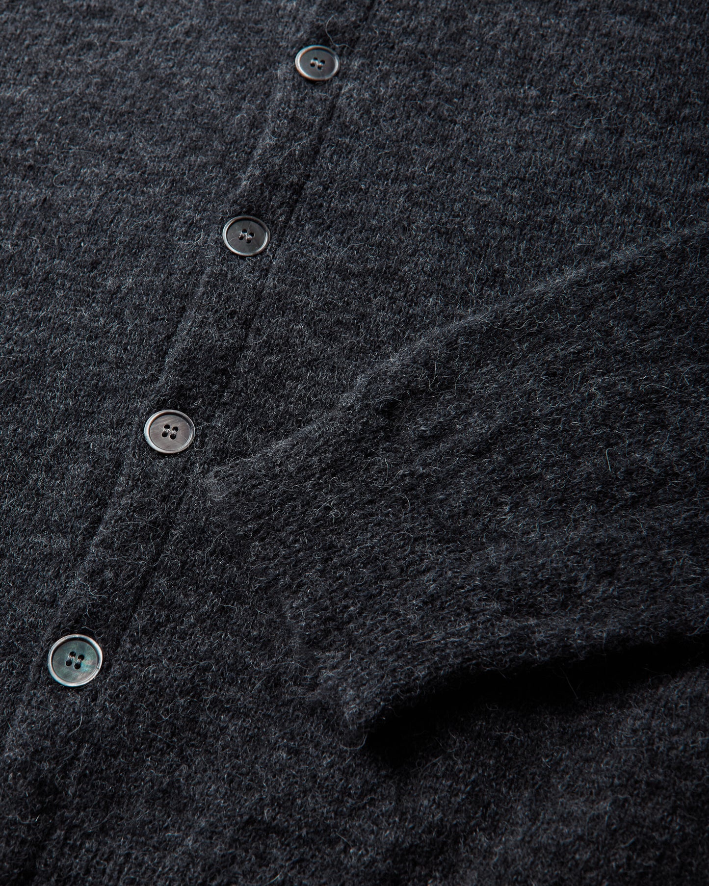 Our Legacy Evening Polo Charcoal Melange Fuzzy Alpaca Knitwears Cardigans M2263EC 001