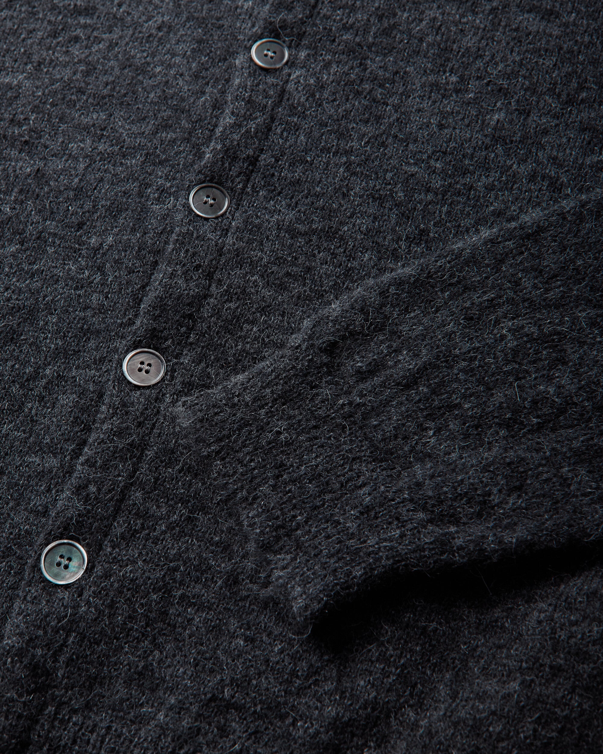Our Legacy Evening Polo Charcoal Melange Fuzzy Alpaca Knitwears Cardigans M2263EC 001