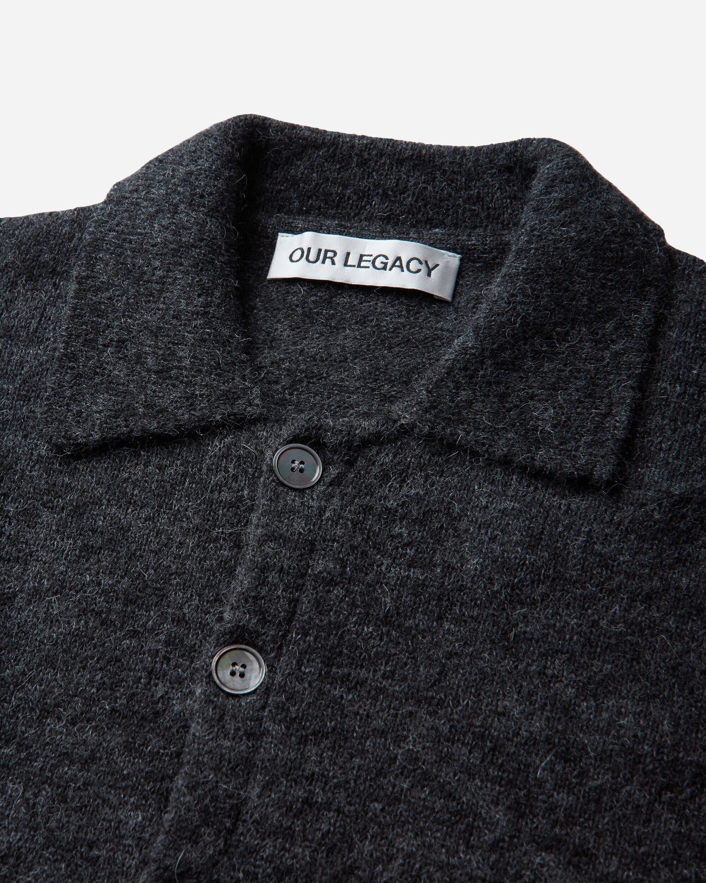 Our Legacy Evening Polo Charcoal Melange Fuzzy Alpaca Knitwears Cardigans M2263EC 001