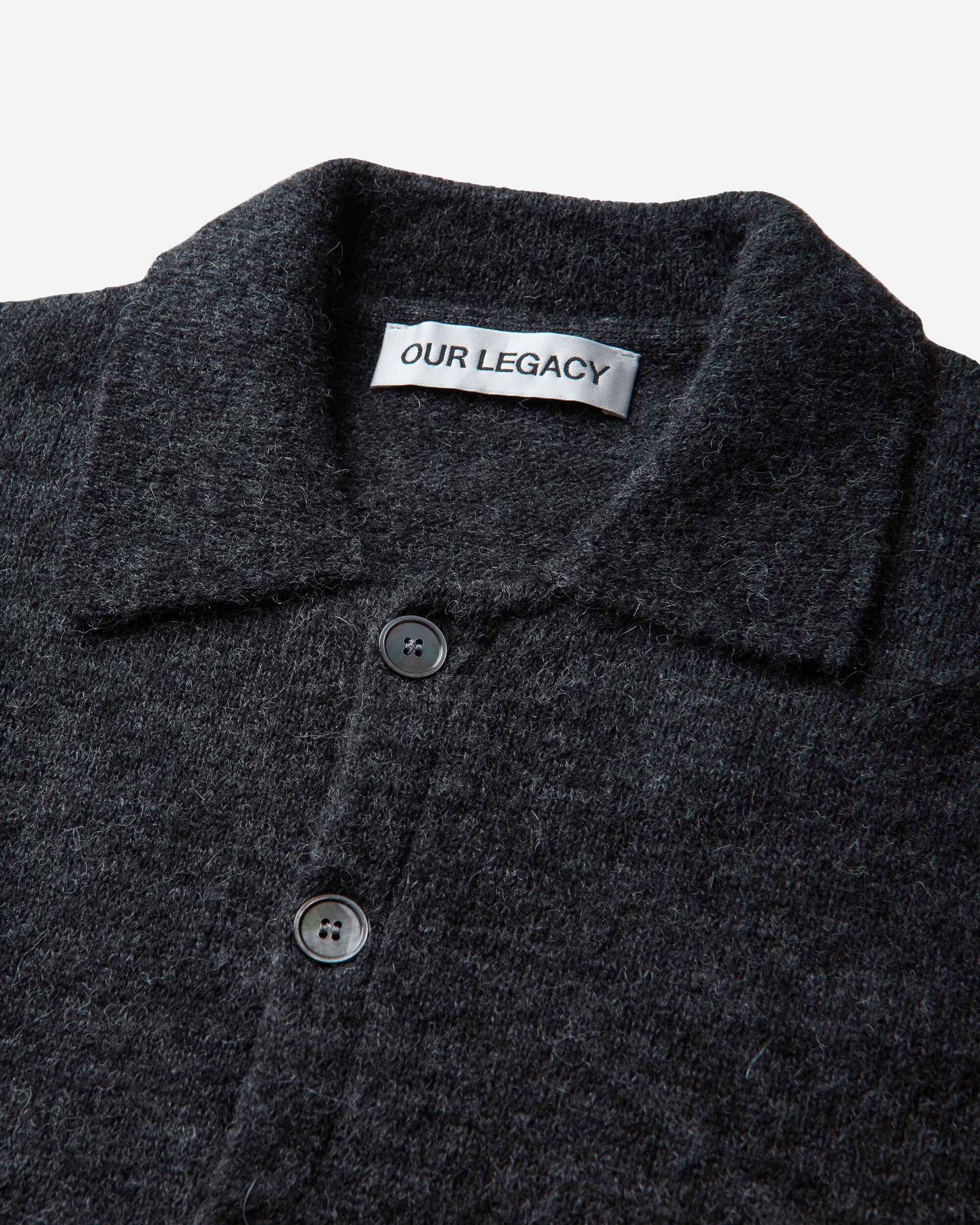 Our Legacy Evening Polo Charcoal Melange Fuzzy Alpaca Knitwears Cardigans M2263EC 001