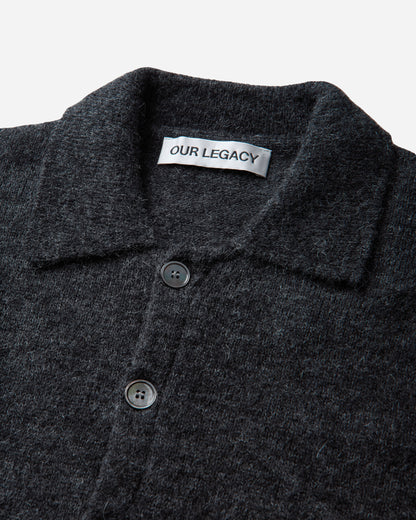 Our Legacy Evening Polo Charcoal Melange Fuzzy Alpaca Knitwears Cardigans M2263EC 001