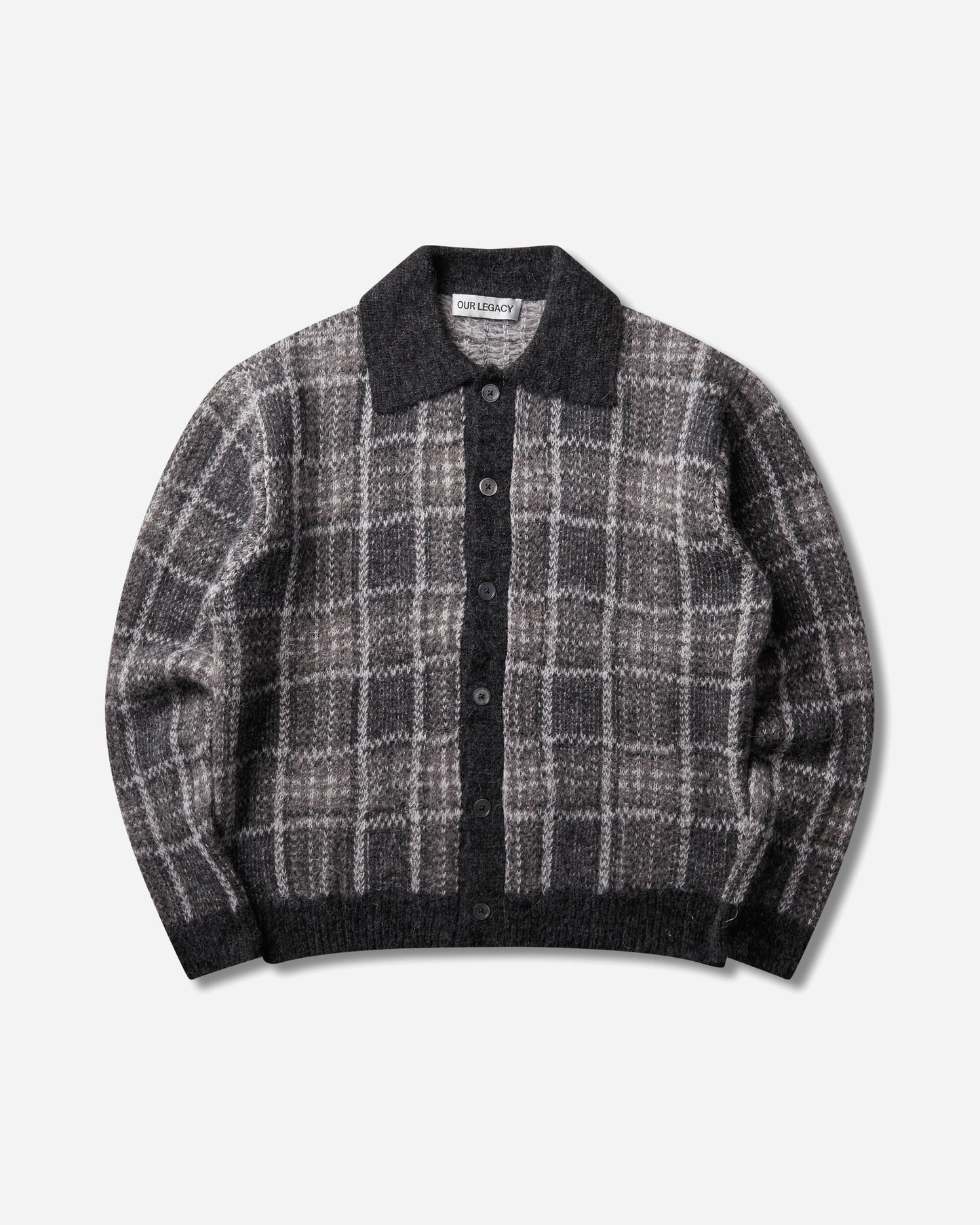 Our Legacy Evening Polo Grand Check Fuzzy Alpaca Knitwears Cardigans M4263EG 001
