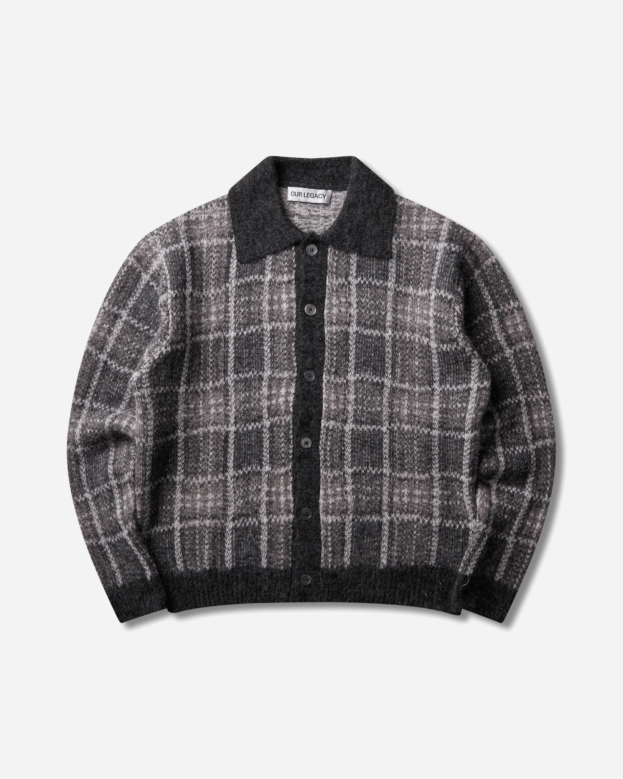 Our Legacy Evening Polo Grand Check Fuzzy Alpaca Knitwears Cardigans M4263EG 001