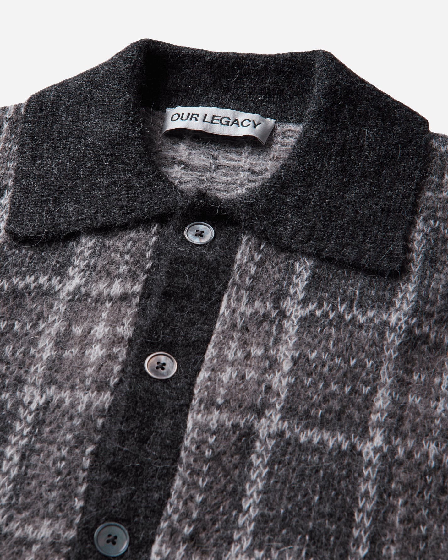 Our Legacy Evening Polo Grand Check Fuzzy Alpaca Knitwears Cardigans M4263EG 001
