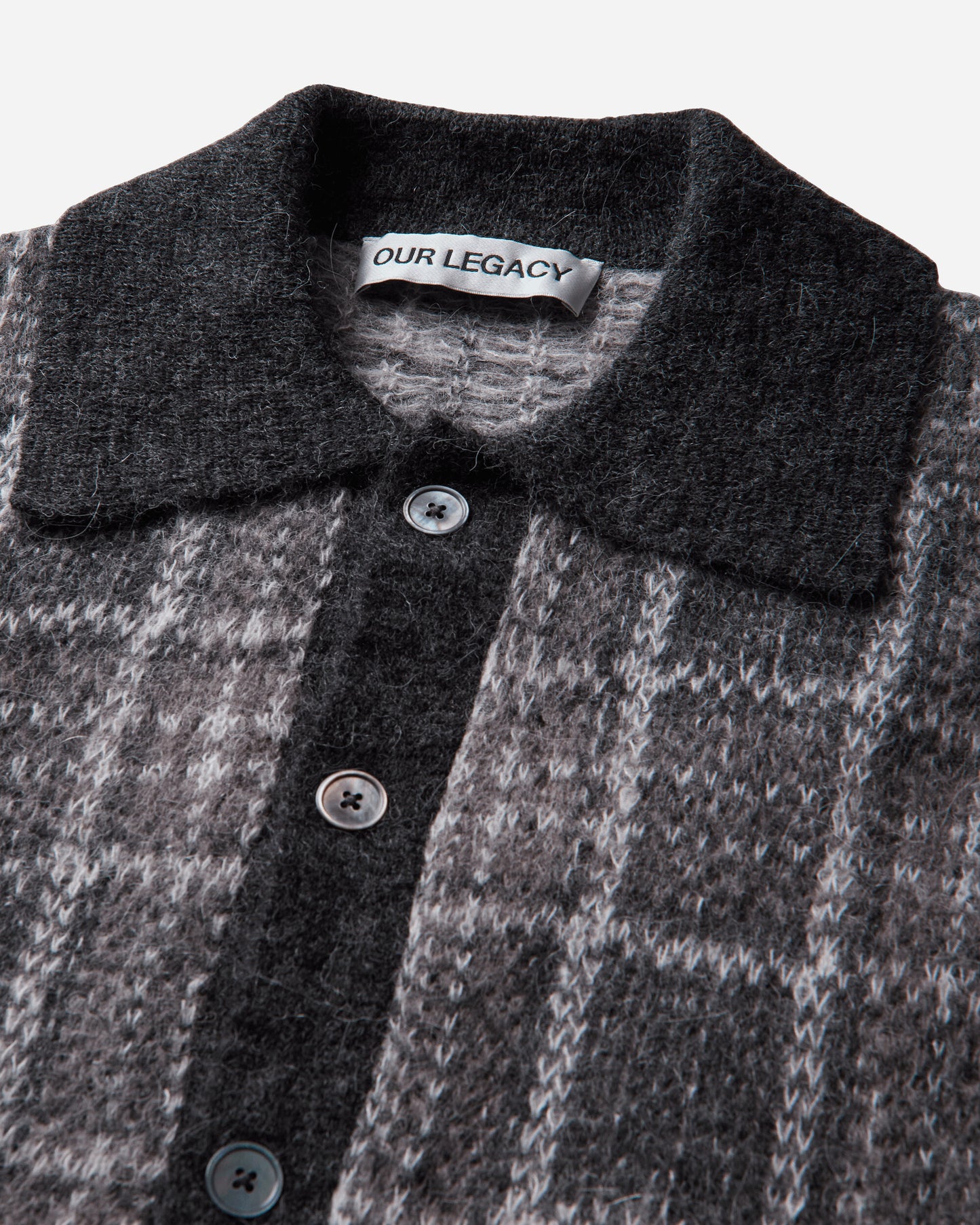 Our Legacy Evening Polo Grand Check Fuzzy Alpaca Knitwears Cardigans M4263EG 001