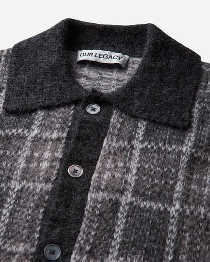 Our Legacy Evening Polo Grand Check Fuzzy Alpaca Knitwears Cardigans M4263EG 001