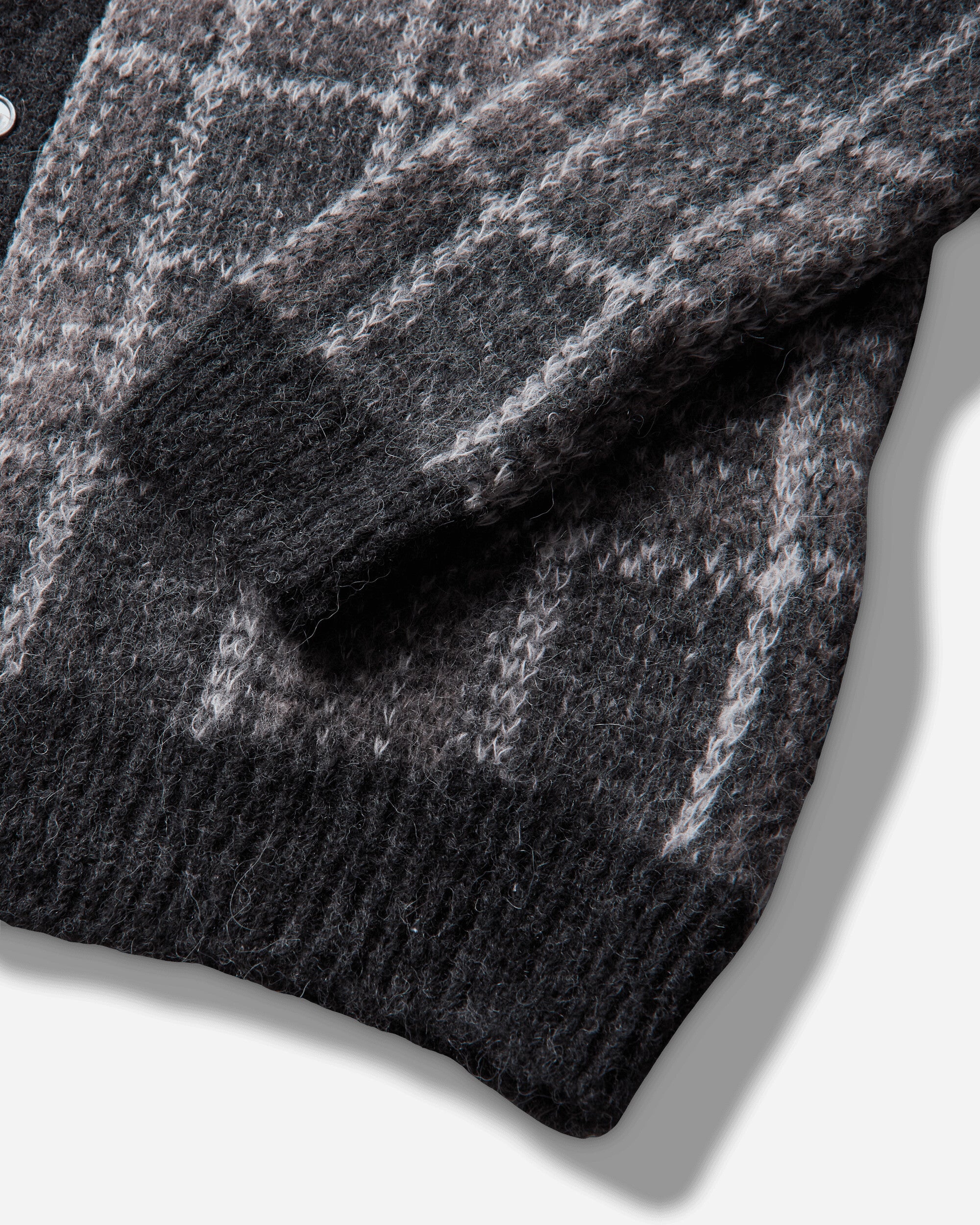 Our Legacy Evening Polo Grand Check Fuzzy Alpaca Knitwears Cardigans M4263EG 001
