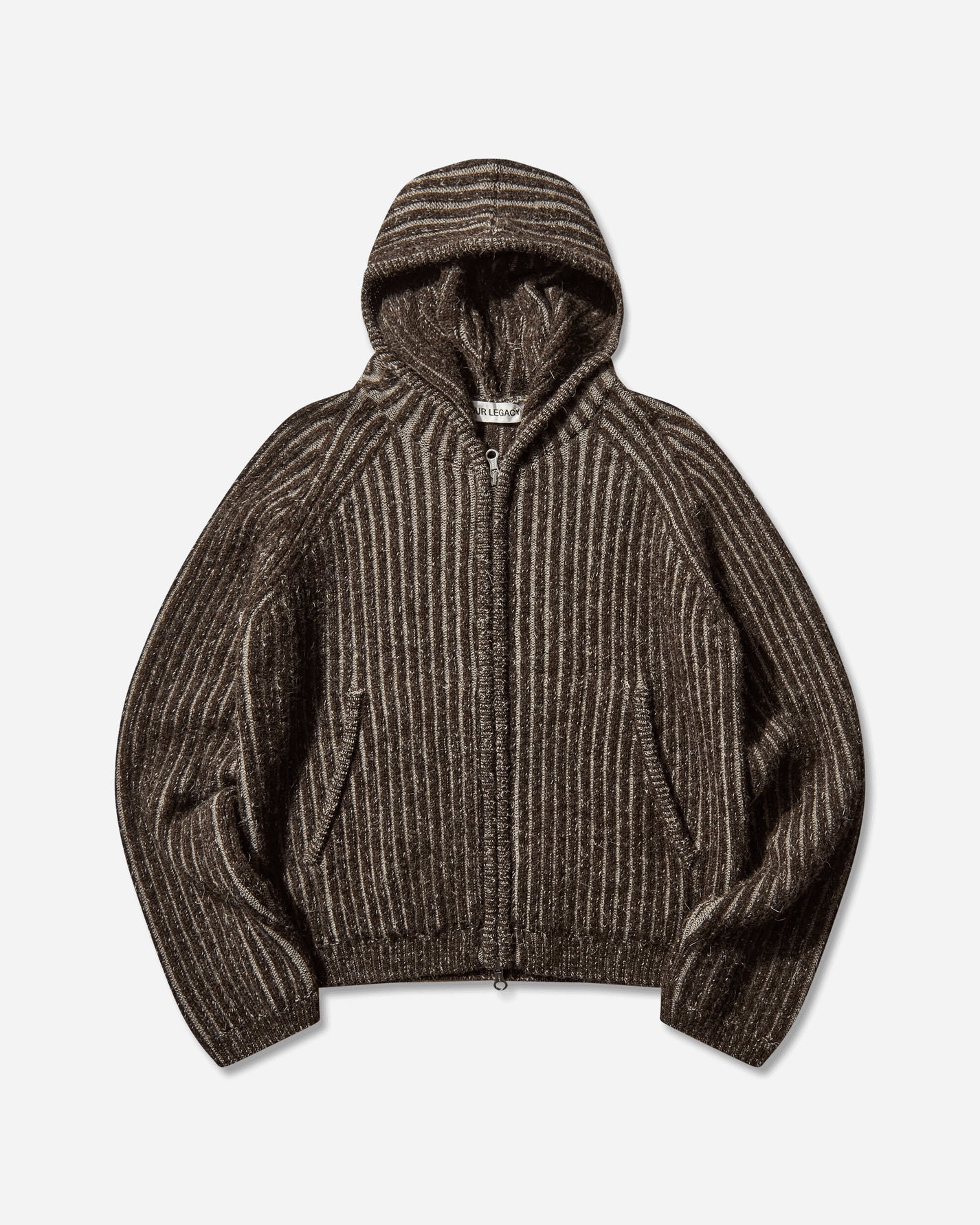Our Legacy Level Hood Vanise Brown Stripe Isels Wool Knitwears Cardigans M4253LV 001