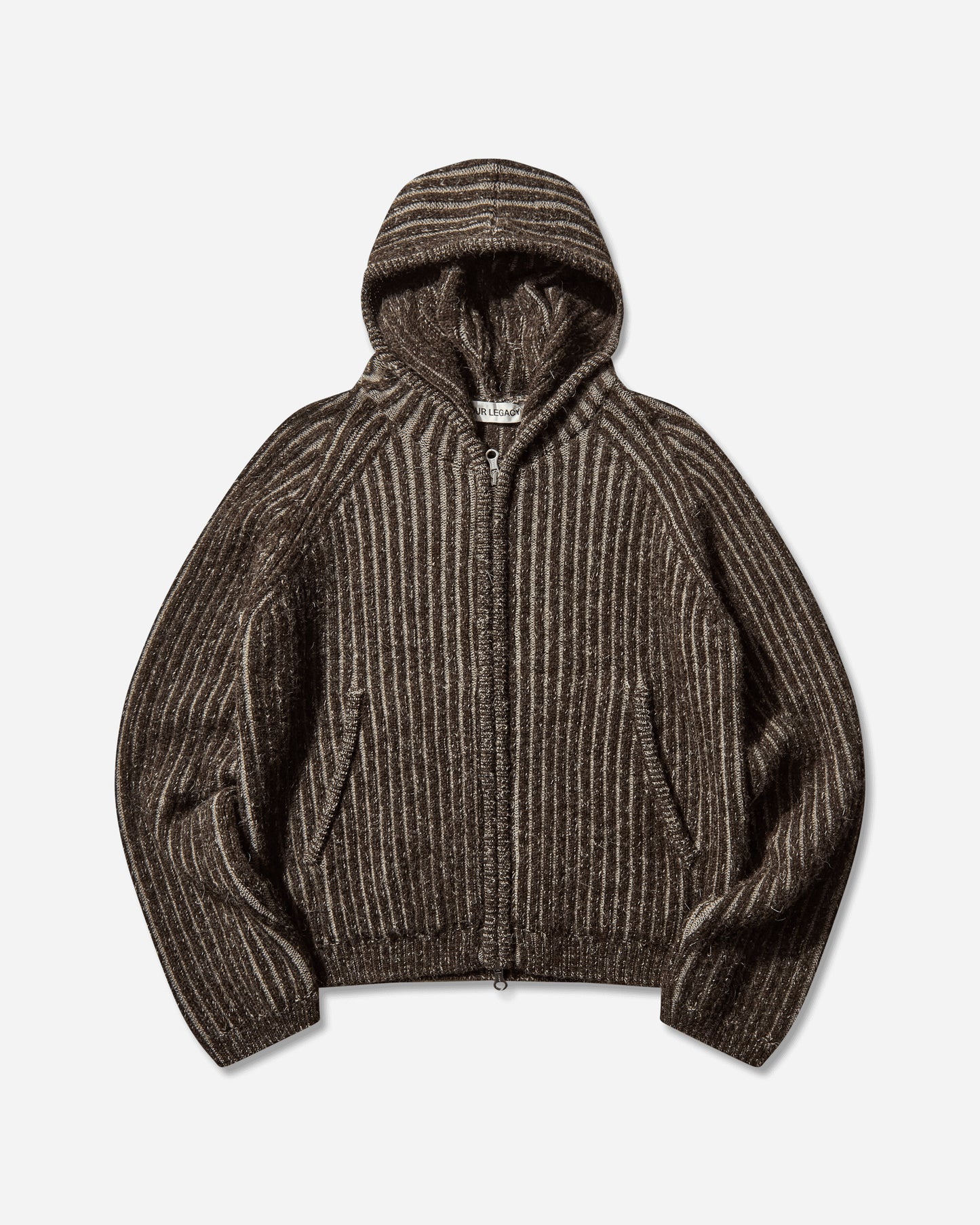 Our Legacy Level Hood Vanise Brown Stripe Isels Wool Knitwears Cardigans M4253LV 001