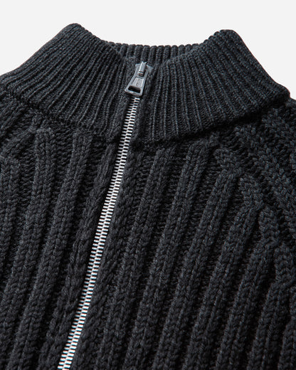 Our Legacy Ultra Zip Funnel Charcoal Dry Merino Wool Knitwears Cardigans M4263UC 001