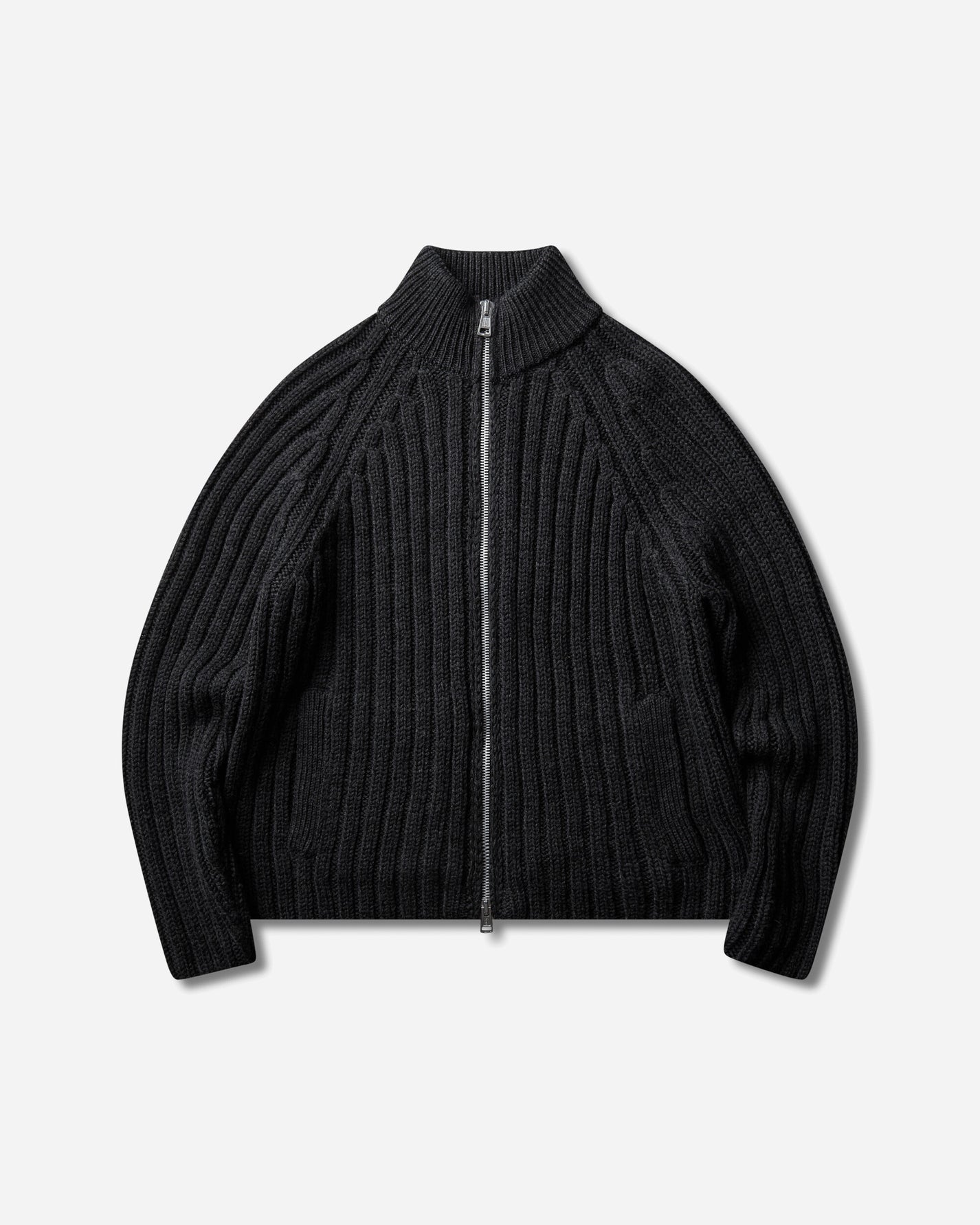 Our Legacy Ultra Zip Funnel Charcoal Dry Merino Wool Knitwears Cardigans M4263UC 001