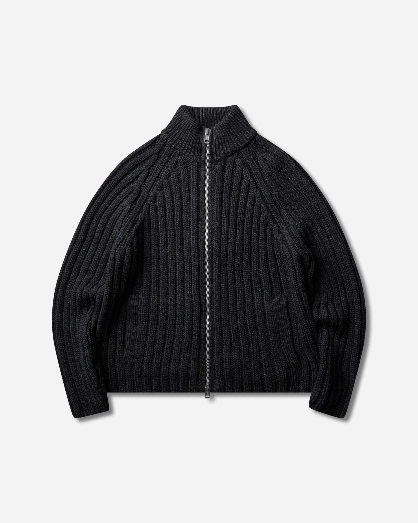 Our Legacy Ultra Zip Funnel Charcoal Dry Merino Wool Knitwears Cardigans M4263UC 001