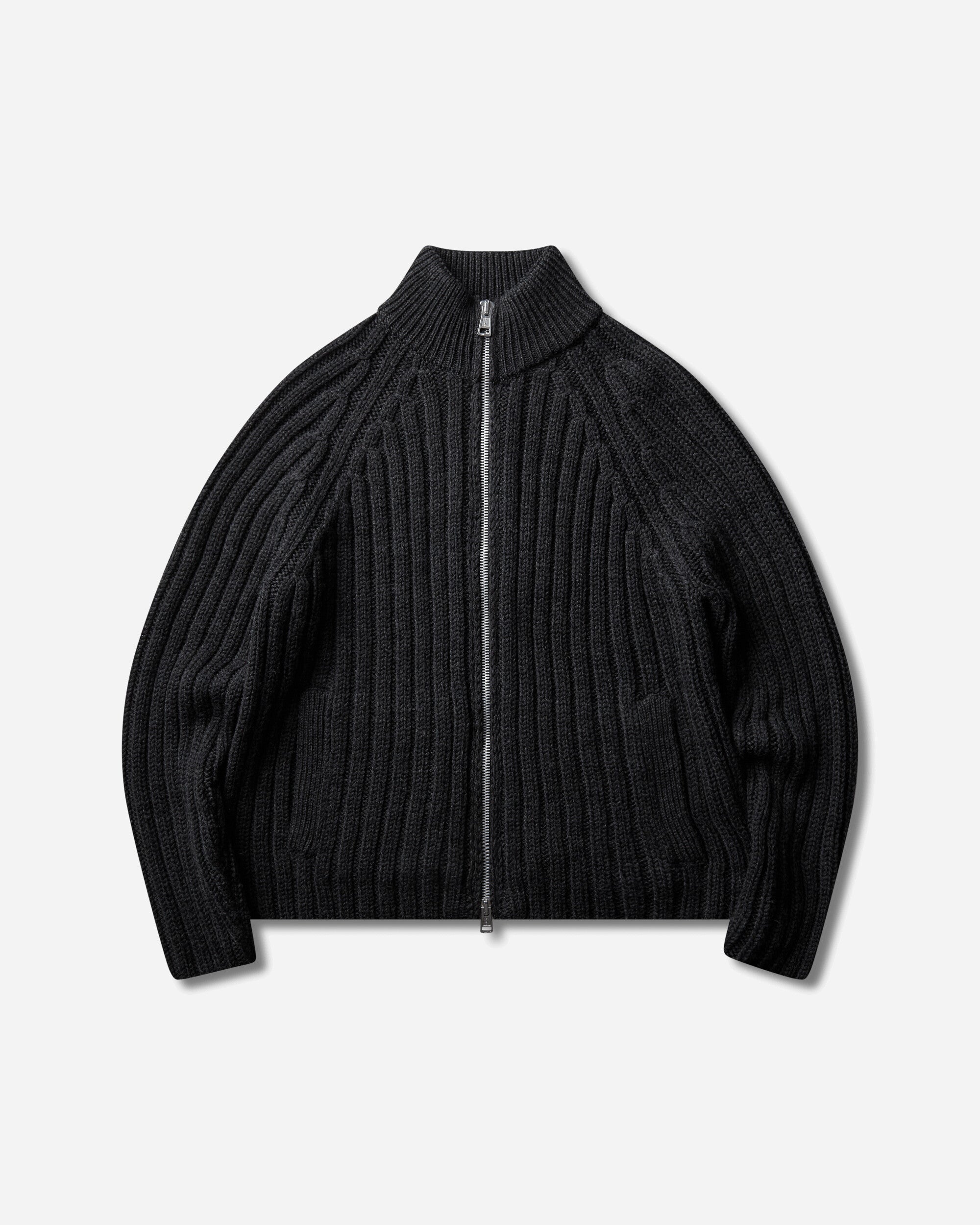 Our Legacy Ultra Zip Funnel Charcoal Dry Merino Wool Knitwears Cardigans M4263UC 001