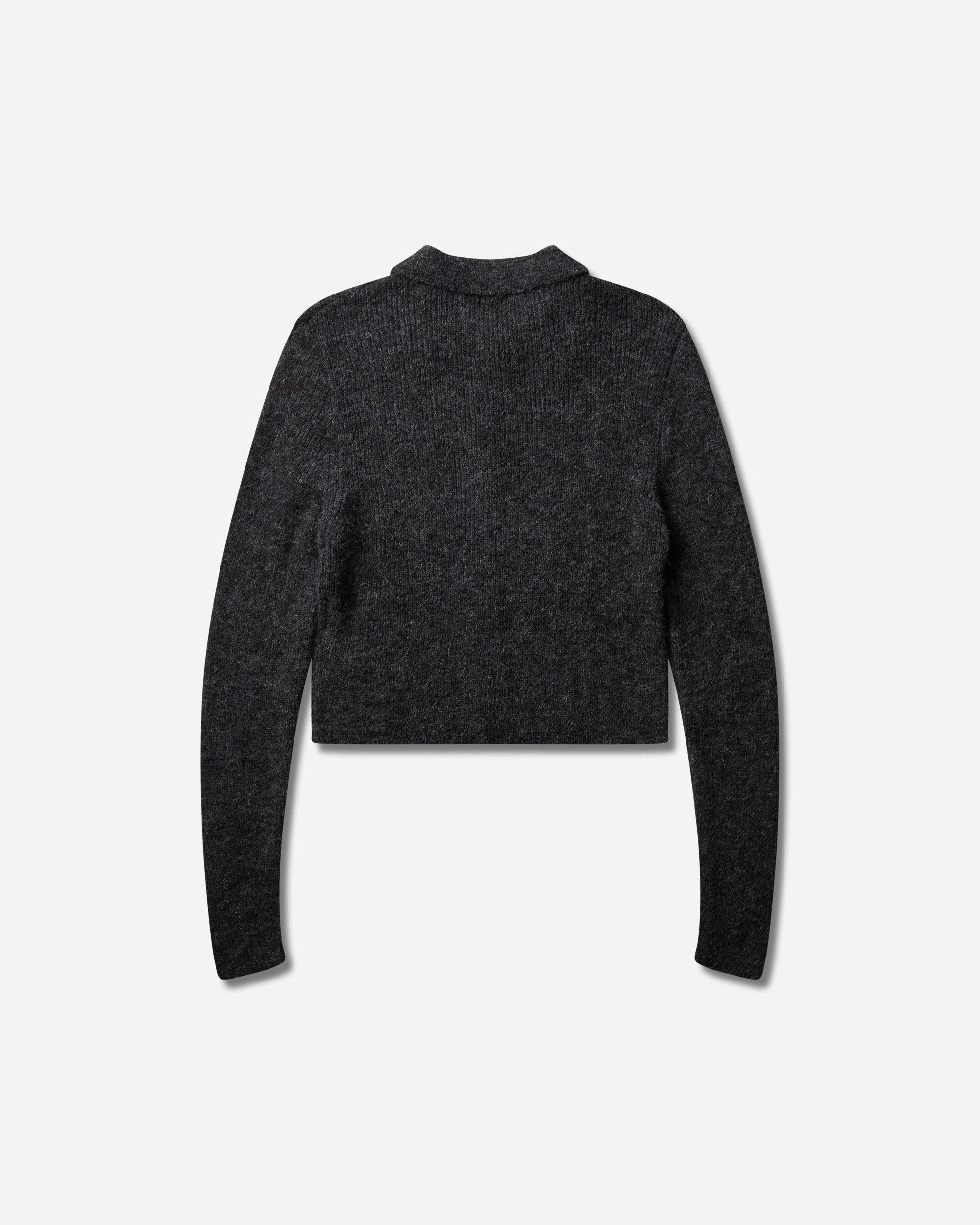 Our Legacy Wmns Mazzy Polo Charcoal Melange Fuzzy Alpaca Knitwears Cardigans W2263MCM 001