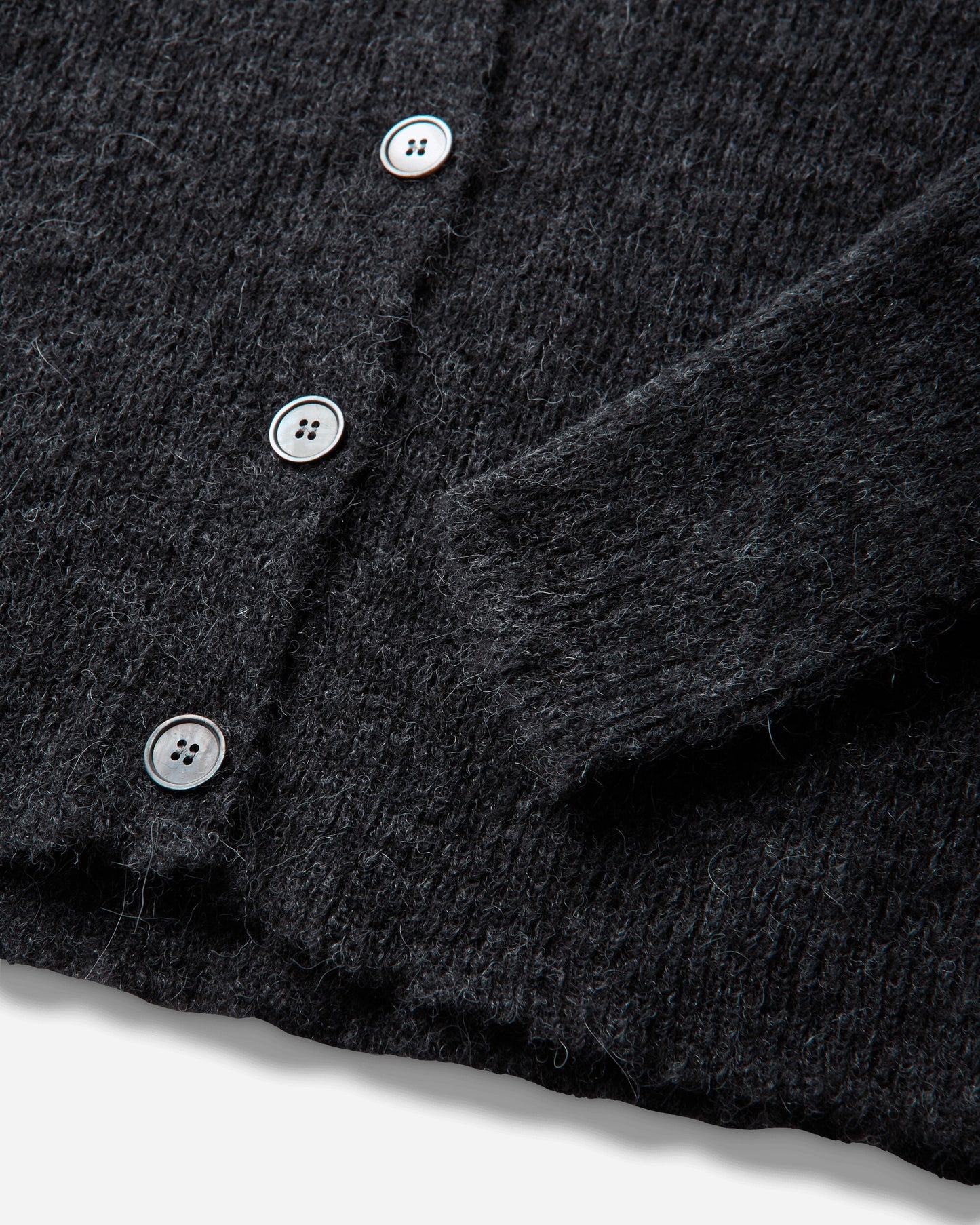 Our Legacy Wmns Mazzy Polo Charcoal Melange Fuzzy Alpaca Knitwears Cardigans W2263MCM 001