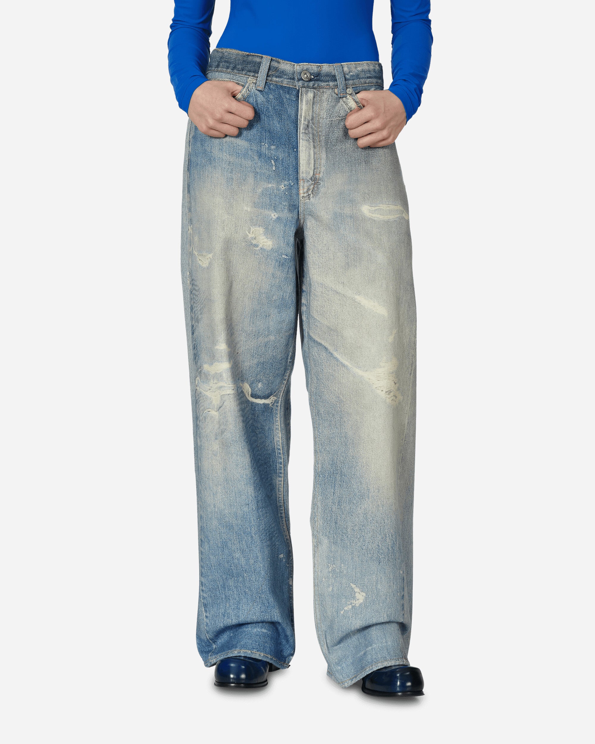 Digital Denim Print Full Cut Jeans Blue