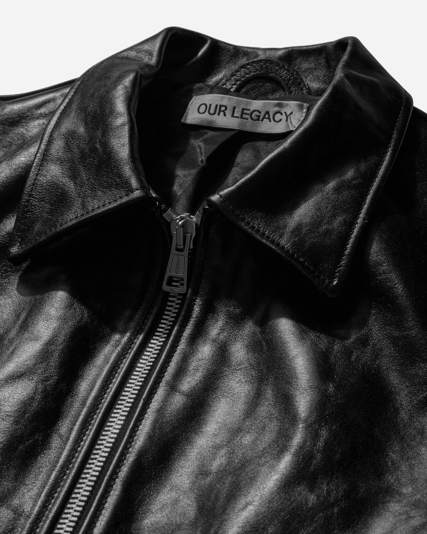 Our Legacy Mini Jacket Top Dyed Black Leather Coats and Jackets Jackets M4239MTD 001