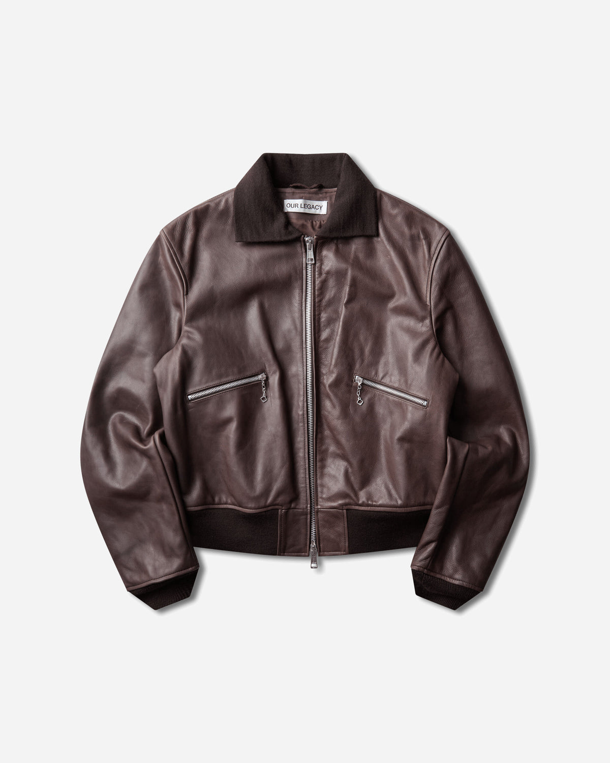 Our Legacy Wmns Mini Bomber Matted Brown Waxed Bovine Coats and Jackets Leather Jackets W4269MM 001