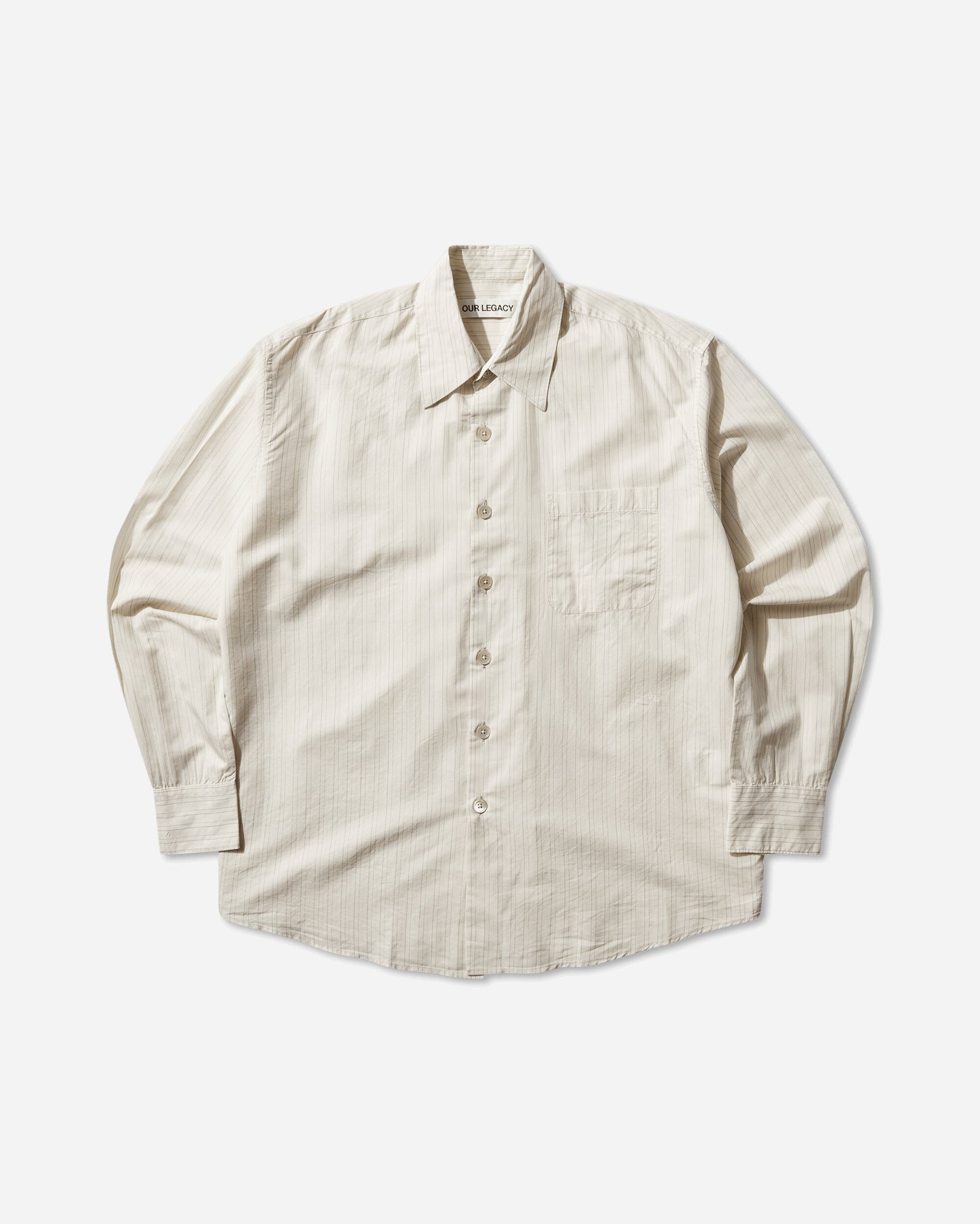 Our Legacy Above Shirt Faded Bone Windstripe Lyocell Shirts Longsleeve Shirt M2262AFB 001