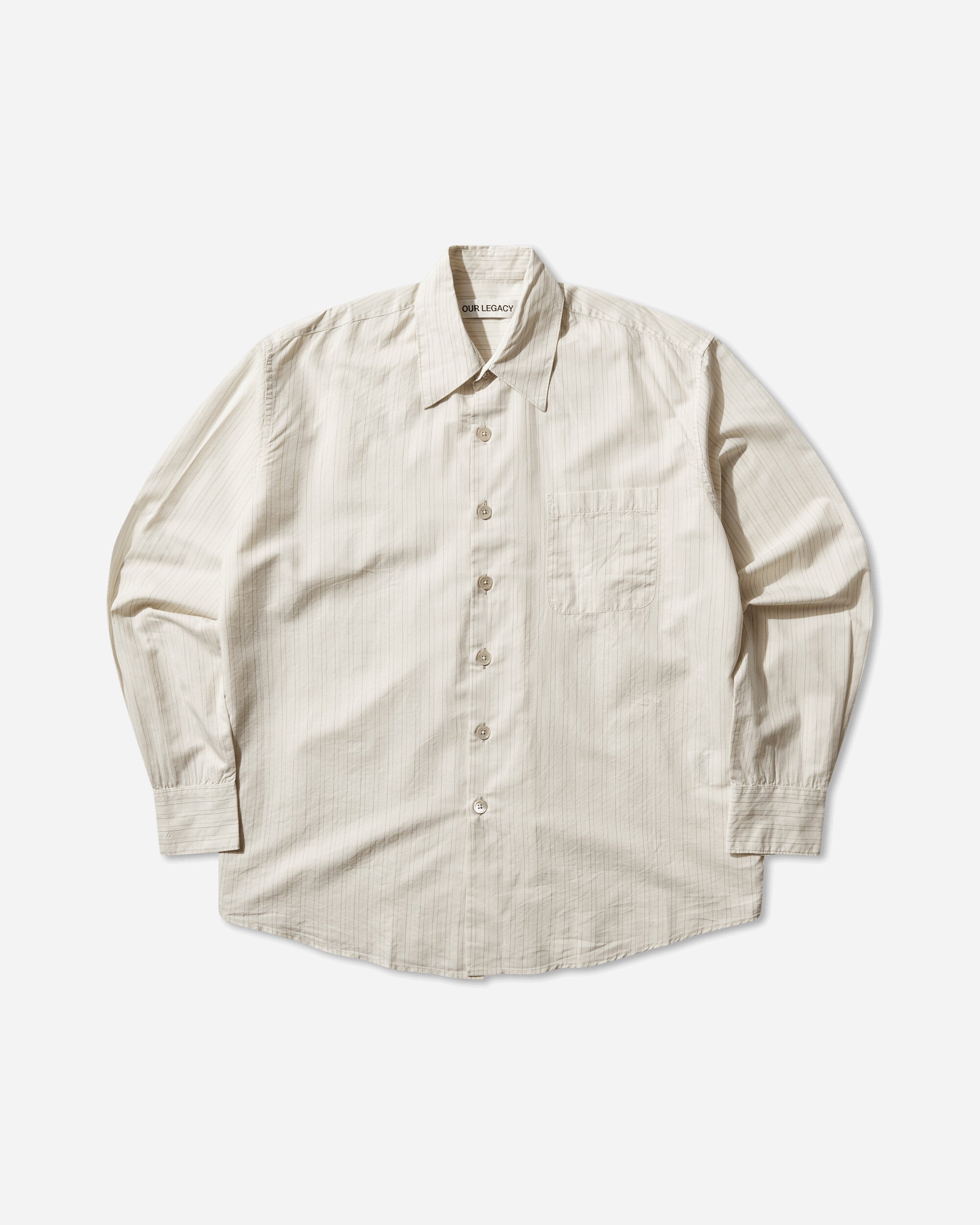 Our Legacy Above Shirt Faded Bone Windstripe Lyocell Shirts Longsleeve Shirt M2262AFB 001