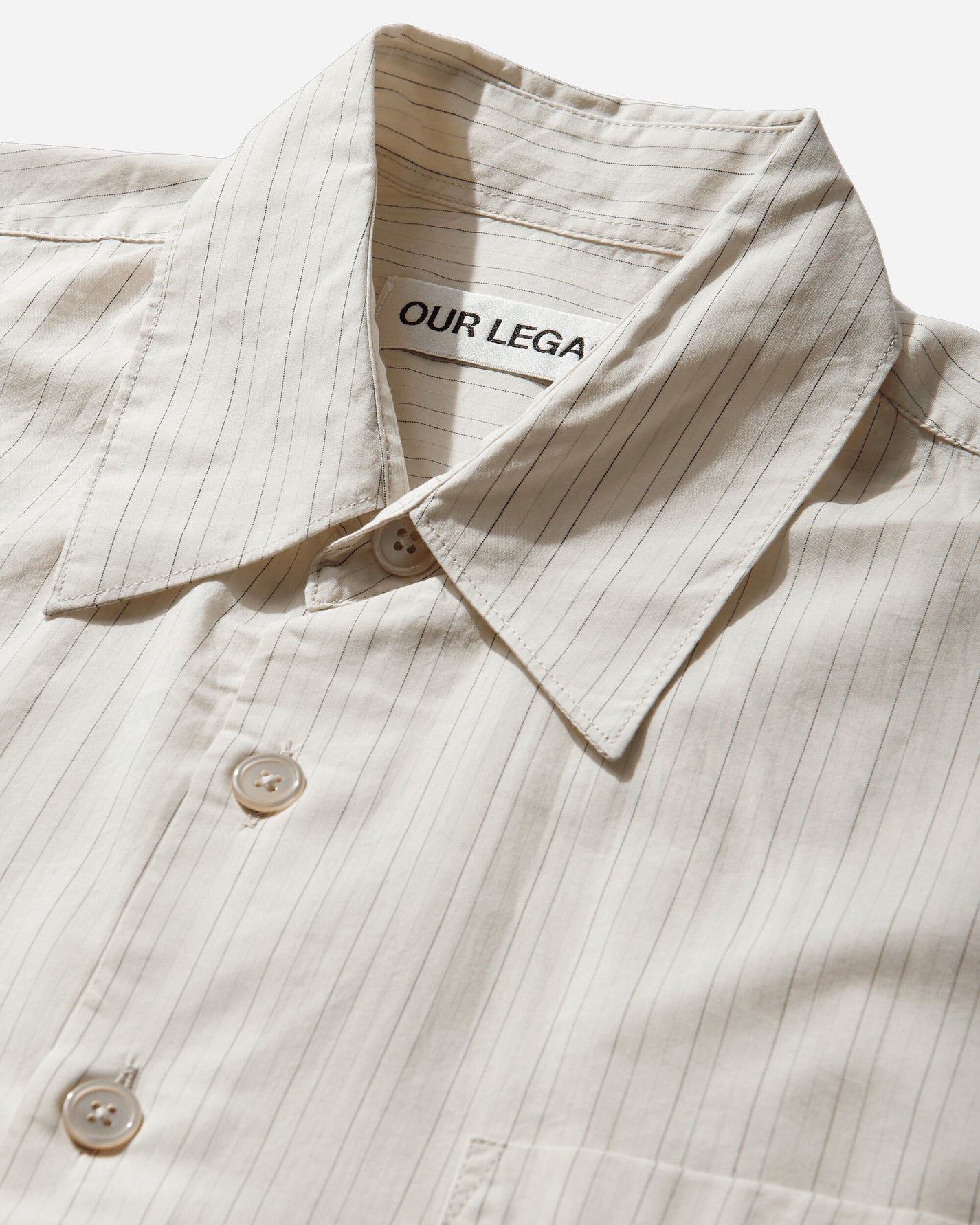 Our Legacy Above Shirt Faded Bone Windstripe Lyocell Shirts Longsleeve Shirt M2262AFB 001
