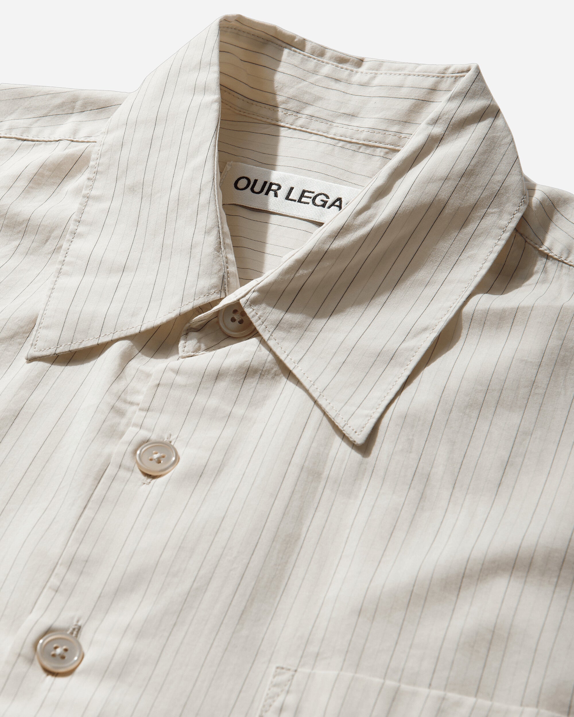 Our Legacy Above Shirt Faded Bone Windstripe Lyocell Shirts Longsleeve Shirt M2262AFB 001