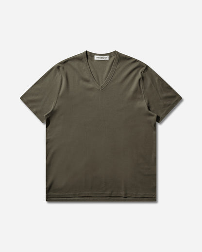 Our Legacy Gorge V-Neck Faded Pine Pulse Rib T-Shirts Shortsleeve M2266GF 001