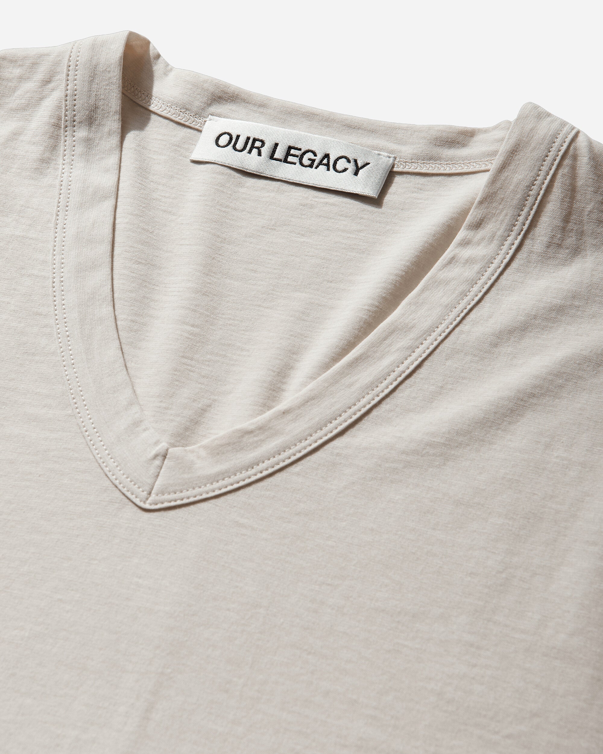 Our Legacy Gorge V-Neck Cream High Twist Jersey T-Shirts Shortsleeve M2266GC 001