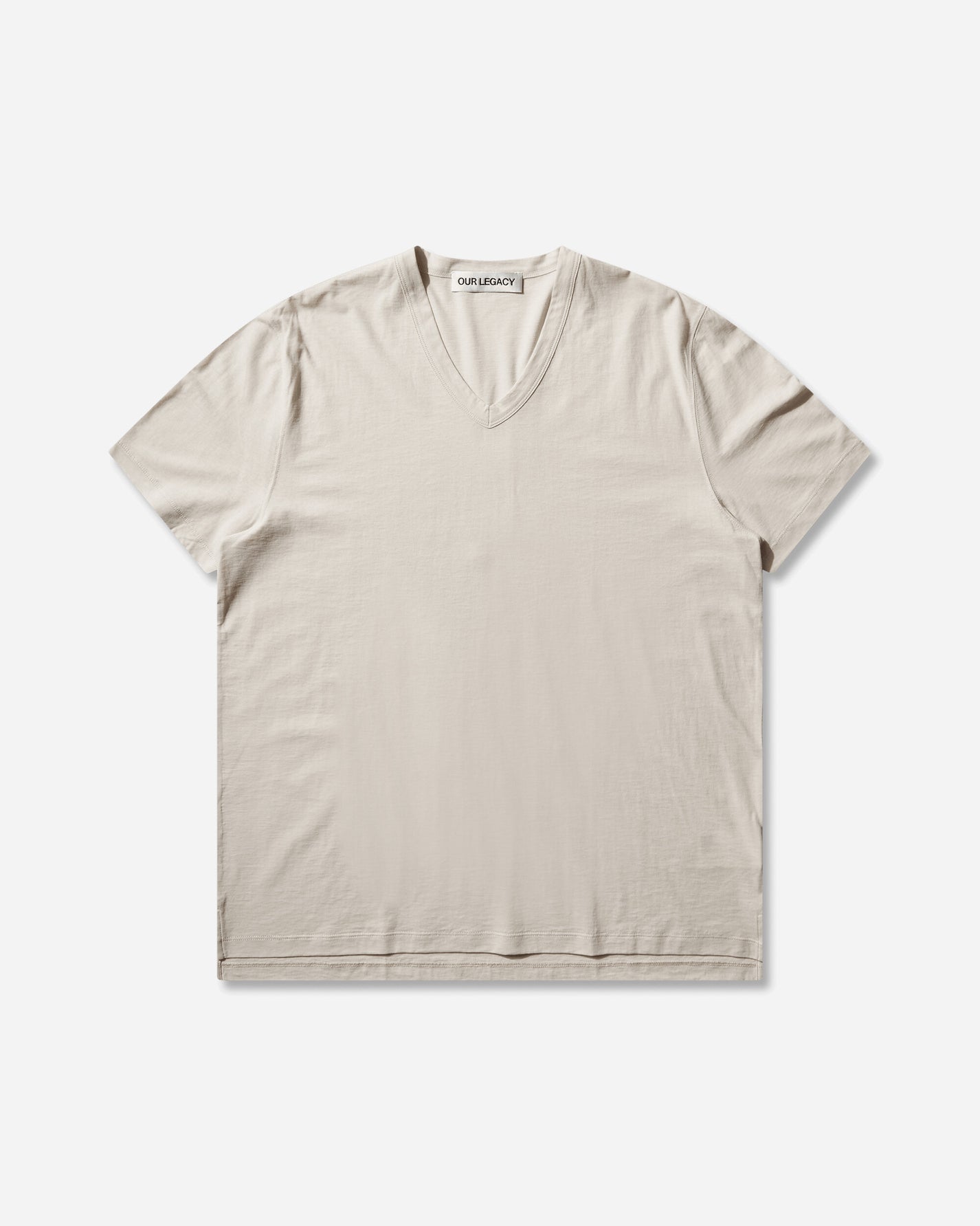 Our Legacy Gorge V-Neck Cream High Twist Jersey T-Shirts Shortsleeve M2266GC 001