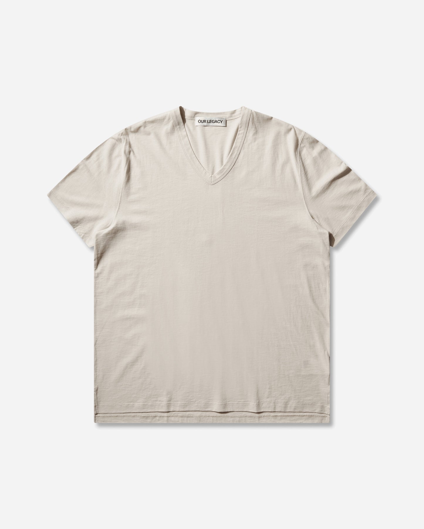 Our Legacy Gorge V-Neck Cream High Twist Jersey T-Shirts Shortsleeve M2266GC 001
